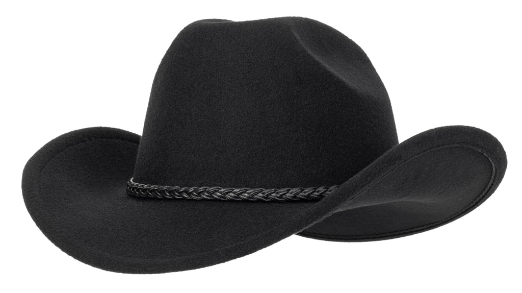 Vintage Western Cowboy Hat for Men Women - Wide Brim Cowgirl Fedora Hats with Braided Rope Band M