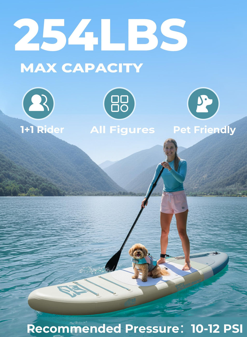 TIGERXBANG 11'6"/11'/10' Inflatable Paddle Board with Complete Accessories, Versatile Premium Paddle Boards for Adults/Youth, Stand Up Paddle Board Polar/Wave/Sunny Wave Collection
