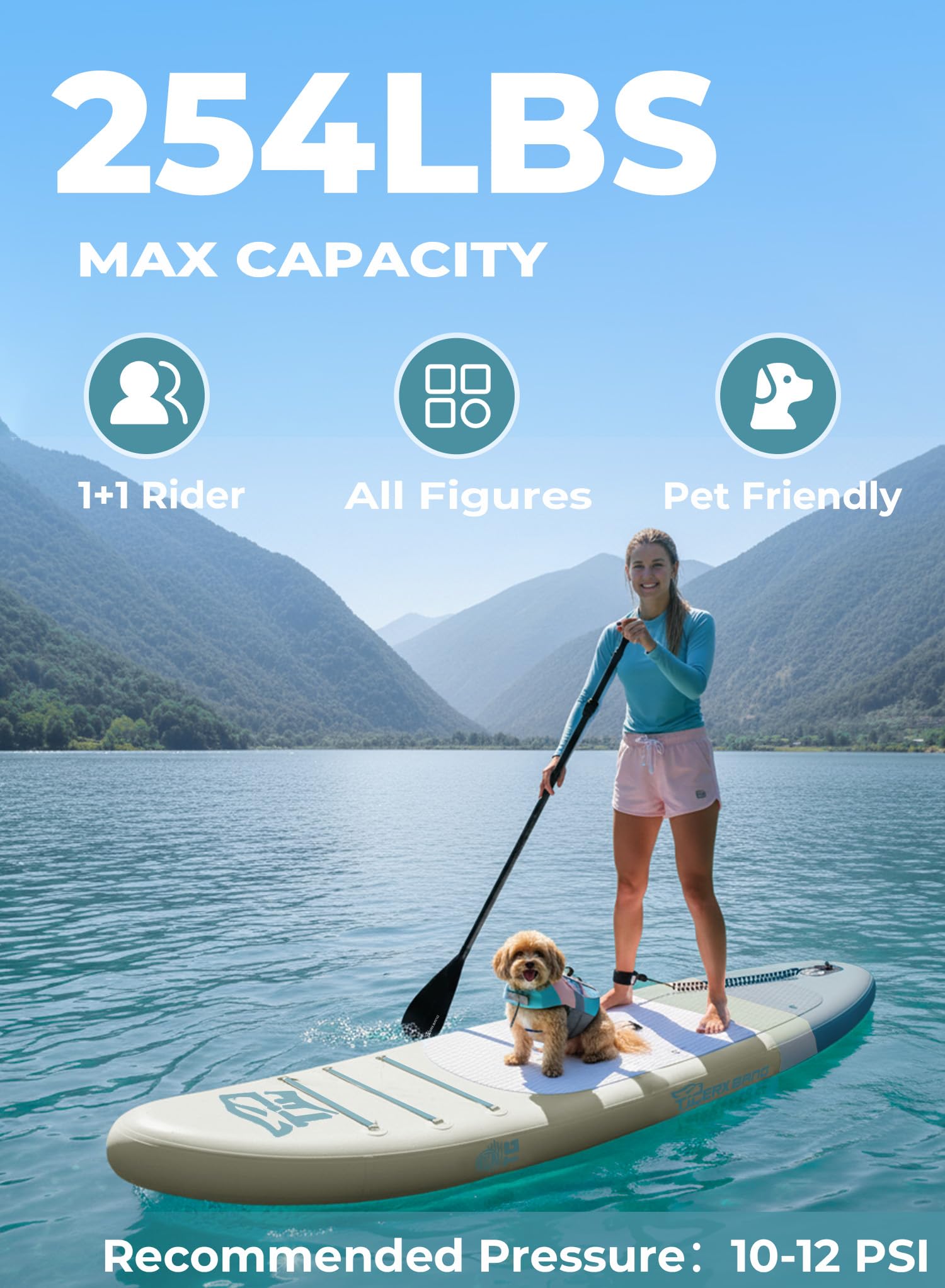 TIGERXBANG 11'6"/11'/10' Inflatable Paddle Board with Complete Accessories, Versatile Premium Paddle Boards for Adults/Youth, Stand Up Paddle Board Polar/Wave/Sunny Wave Collection