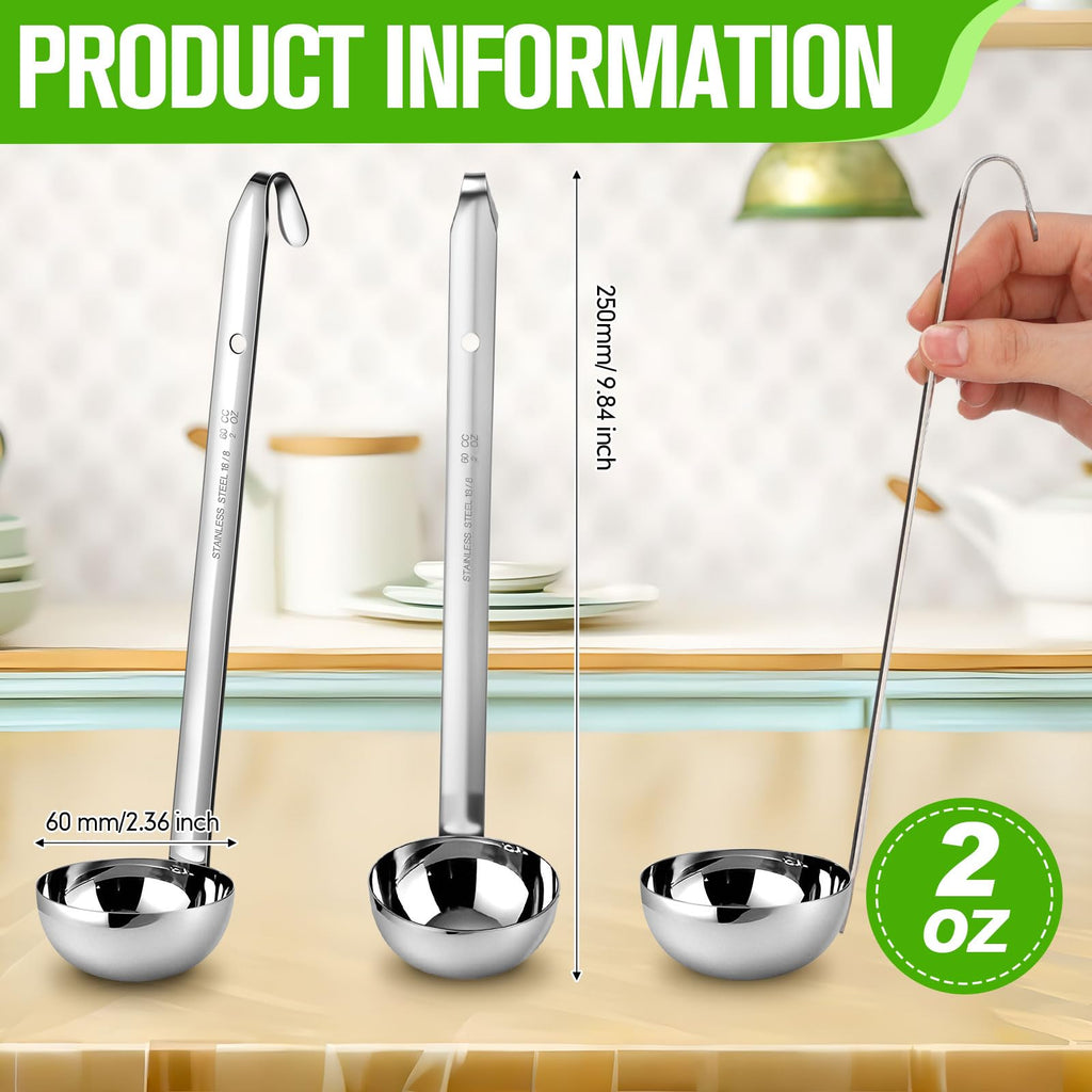 meekoo 1 Pieces Stainless Steel Ladle Soup Handle Ladle with Pouring Rim for Kitchen Cooking Soup Sauce (1 oz)