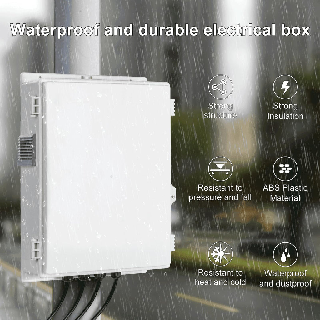 Namunanee Outdoor Electrical Junction Box, ABS Water Resistant Enclosure with Internal Mounting Panel & Hinged Cover, 9.2" H* 7" L* 4.6" W