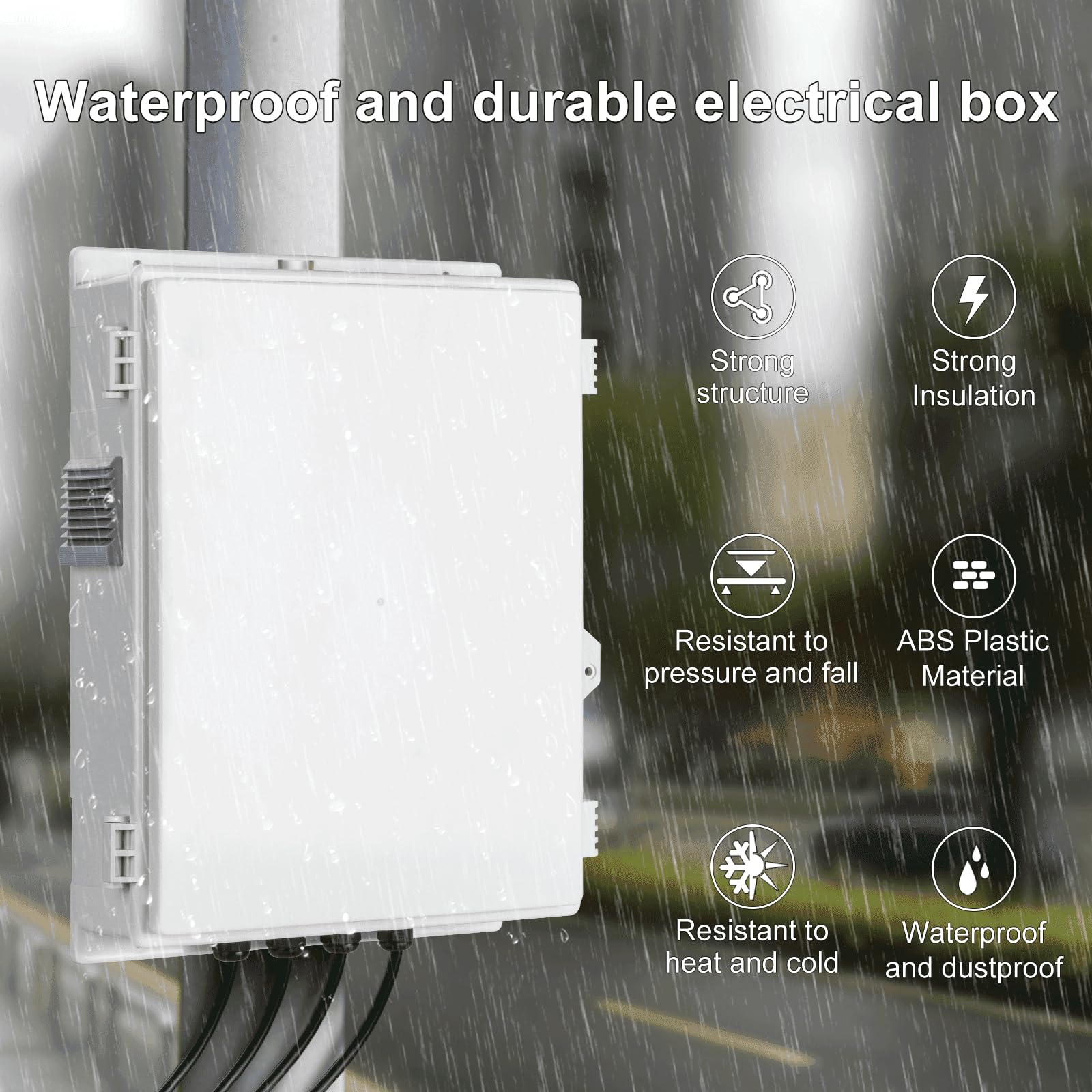 Namunanee Outdoor Electrical Junction Box, ABS Water Resistant Enclosure with Internal Mounting Panel & Hinged Cover, 9.2" H* 7" L* 4.6" W