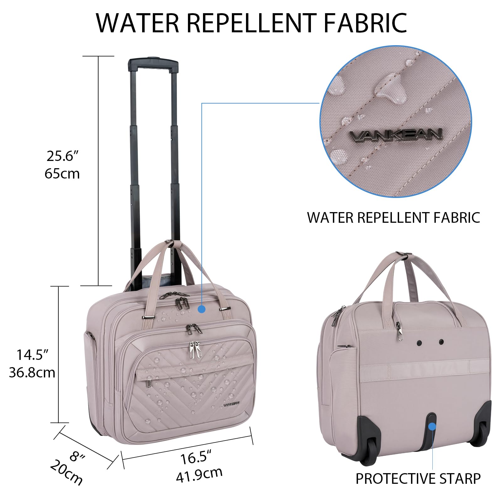 VANKEAN Rolling Laptop Bag Women with Wheels, Fits Up to 15.6 Inch Rolling Briefcase Water Repellent Rolling Computer Bag (Floral)