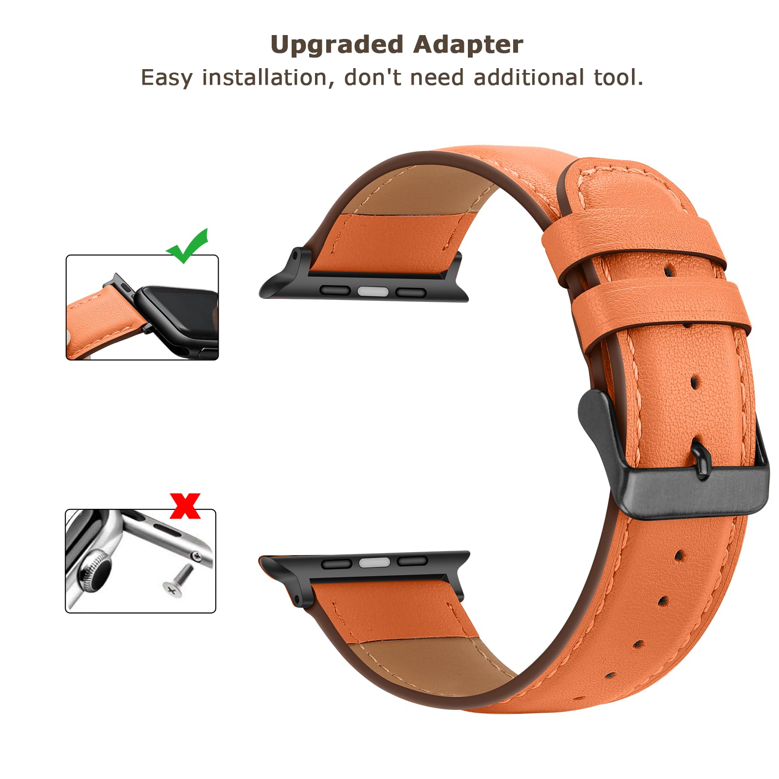 Tasikar Bands Compatible with Apple Watch Band 42mm (Series11/10) 41mm 40mm 38mm Men Genuine Leather Replacement Bands Compatible with Apple Watch SE Series 11 10 9 8 7 6 5 4 3, Black