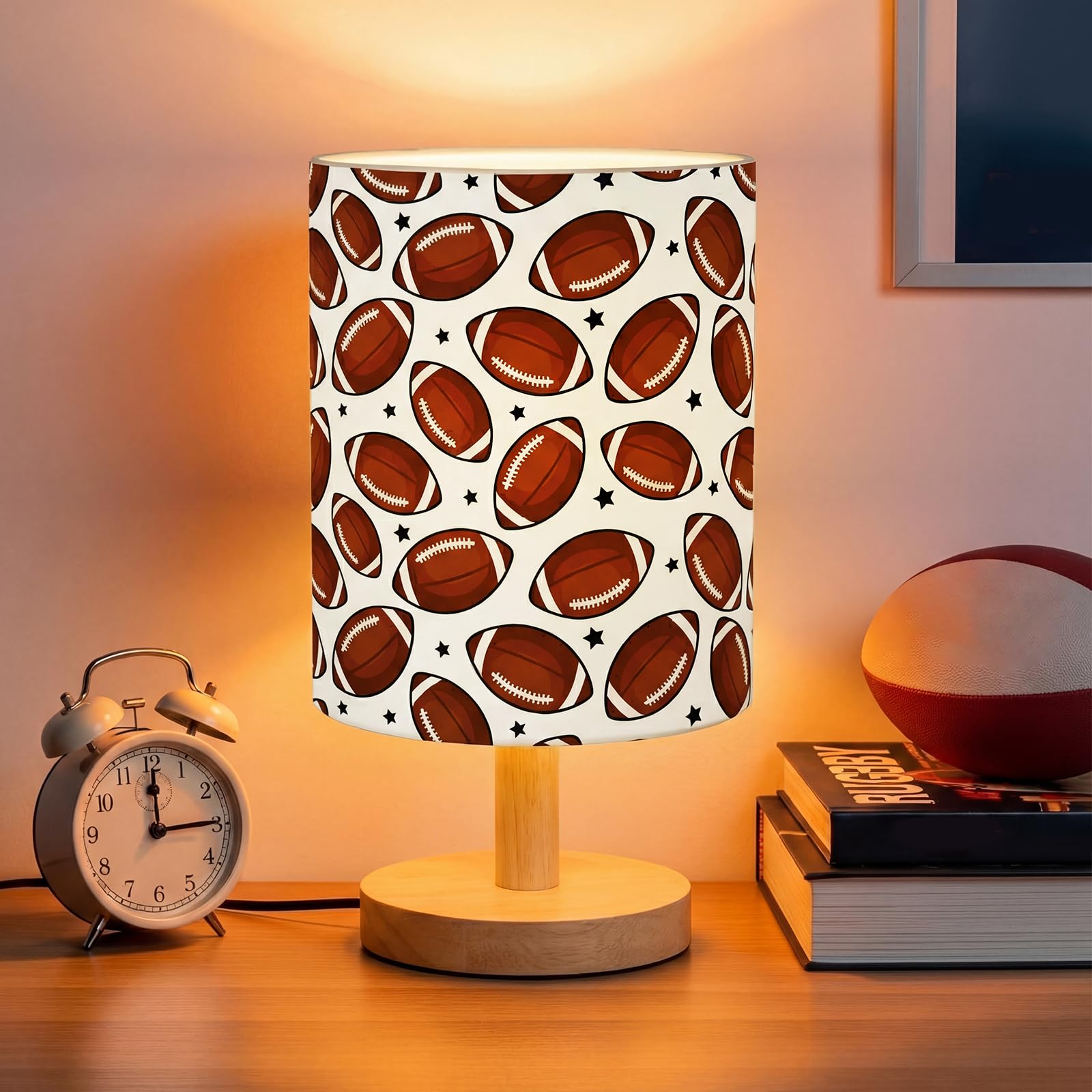 VIHOSE Woodland Animals Kids Table Lamp for Bedroom Kids Bedside Lamp with Linen Wooden Nightstand Cartoon Nursery Lampshade for Girls Boys Living Room