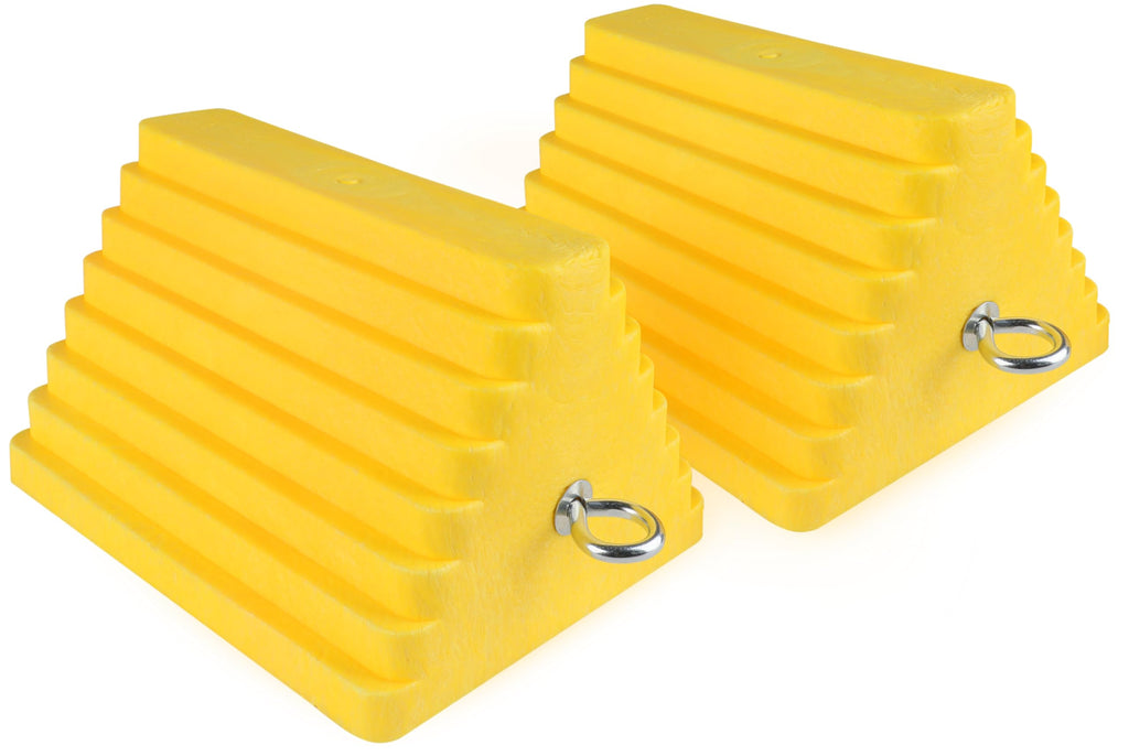 MaxxHaul 70073 Solid Rubber Heavy Duty Wheel Chock with Eyebolt (Pack of 2)