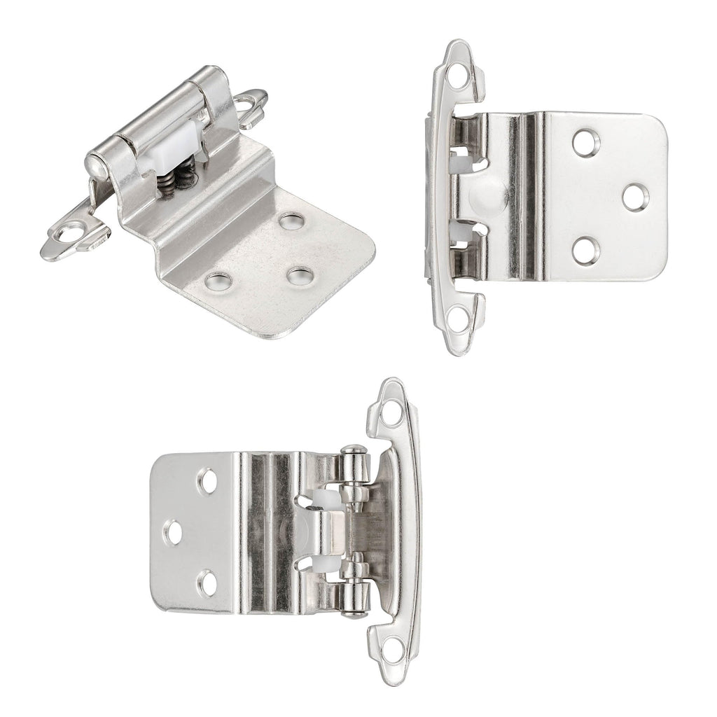 4 Pack (2 Pairs) Antique Brass Self Closing Cabinet Hinges for Kitchen Cabinet Door, 1/2" Overlay (Variable) Semi Concealed Kitchen Cabinet Hinges