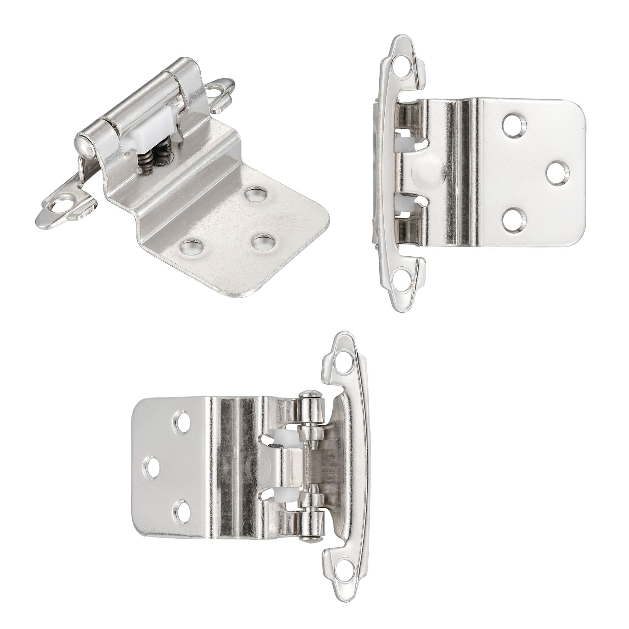4 Pack (2 Pairs) Antique Brass Self Closing Cabinet Hinges for Kitchen Cabinet Door, 1/2" Overlay (Variable) Semi Concealed Kitchen Cabinet Hinges