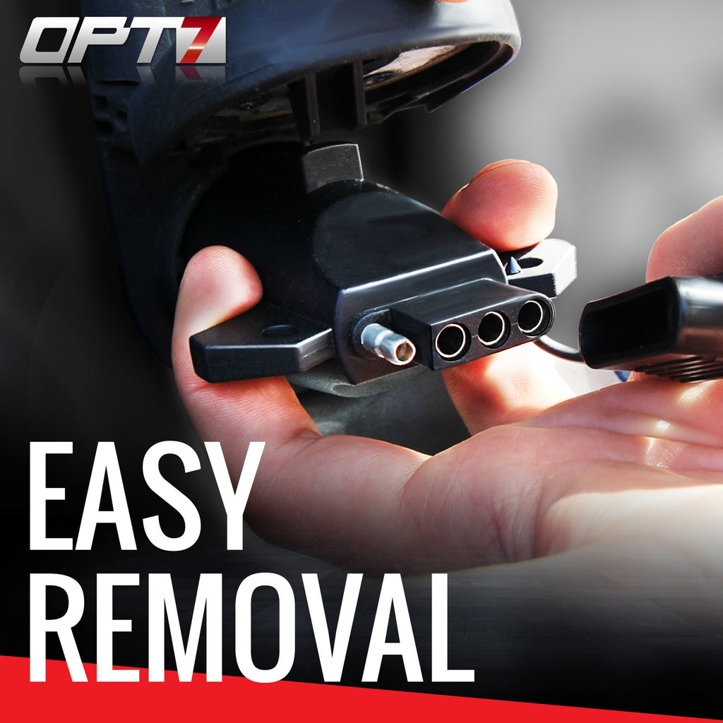 OPT7 7 Pin & 4 Pin Circuit Tester Adapter w/ 6 LED Indicators, 7 Way Blade to 4 Way Flat Trailer Connector w/Secure Tab for Pickup Truck Trailer Tow Hitch, 5.3" Long x 2.36" Diameter