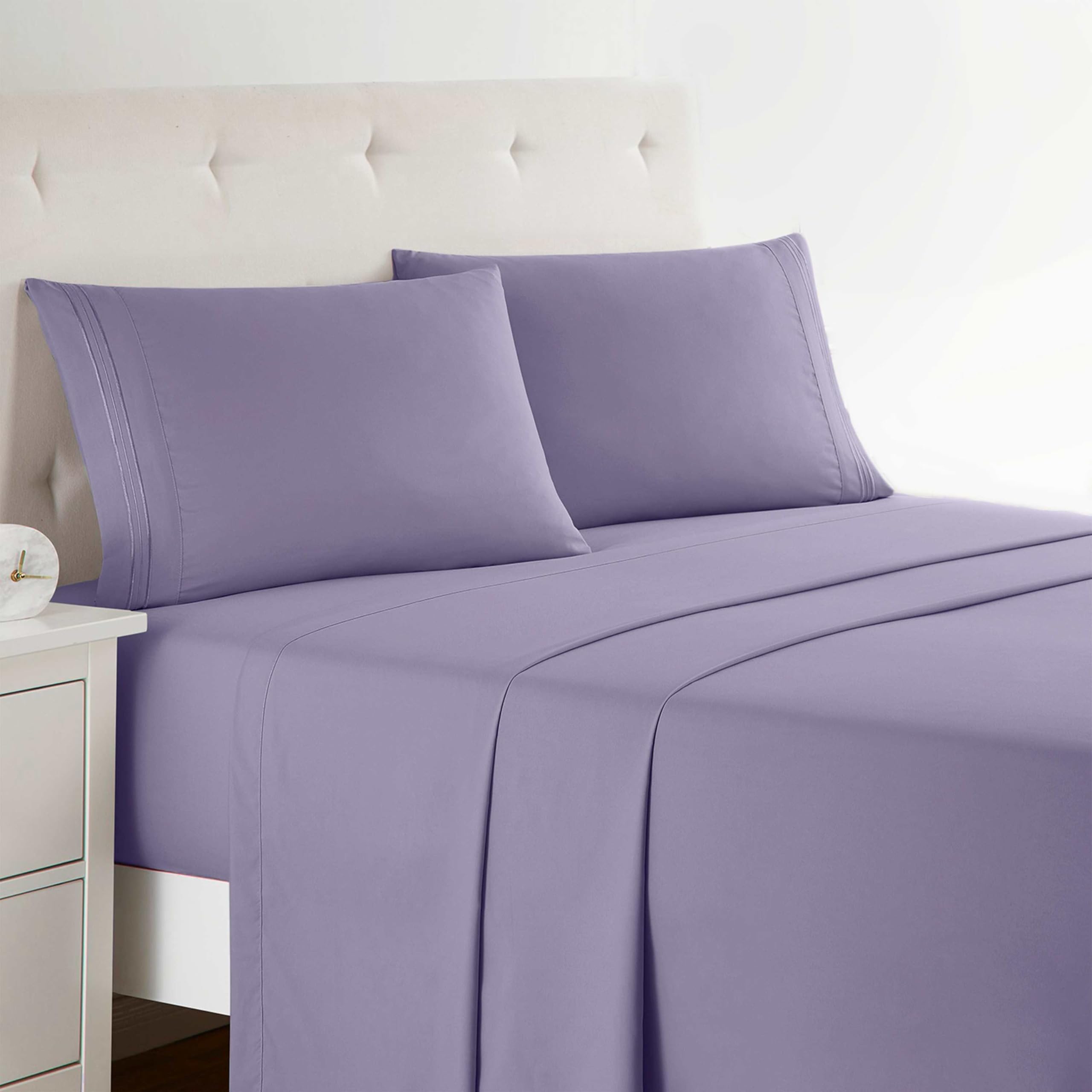 Clara Clark Bed Sheets, Premier 1800 Series 4 Piece Bed Sheet Set, Deep Pocket, Wrinkle, Fade, Stain Resistant, Luxury Soft Bedding Sheets & Pillowcases, Twin, Beach Blue
