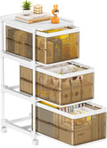 NestOrganix 3 Drawer Storage Organzier - Plastic Drawer Stroage, Stackable Storage Drawers, Storage Bins with Wheels, Foldable Drawer Organizer, 20 Quart/Bin, Total 60 Qurat