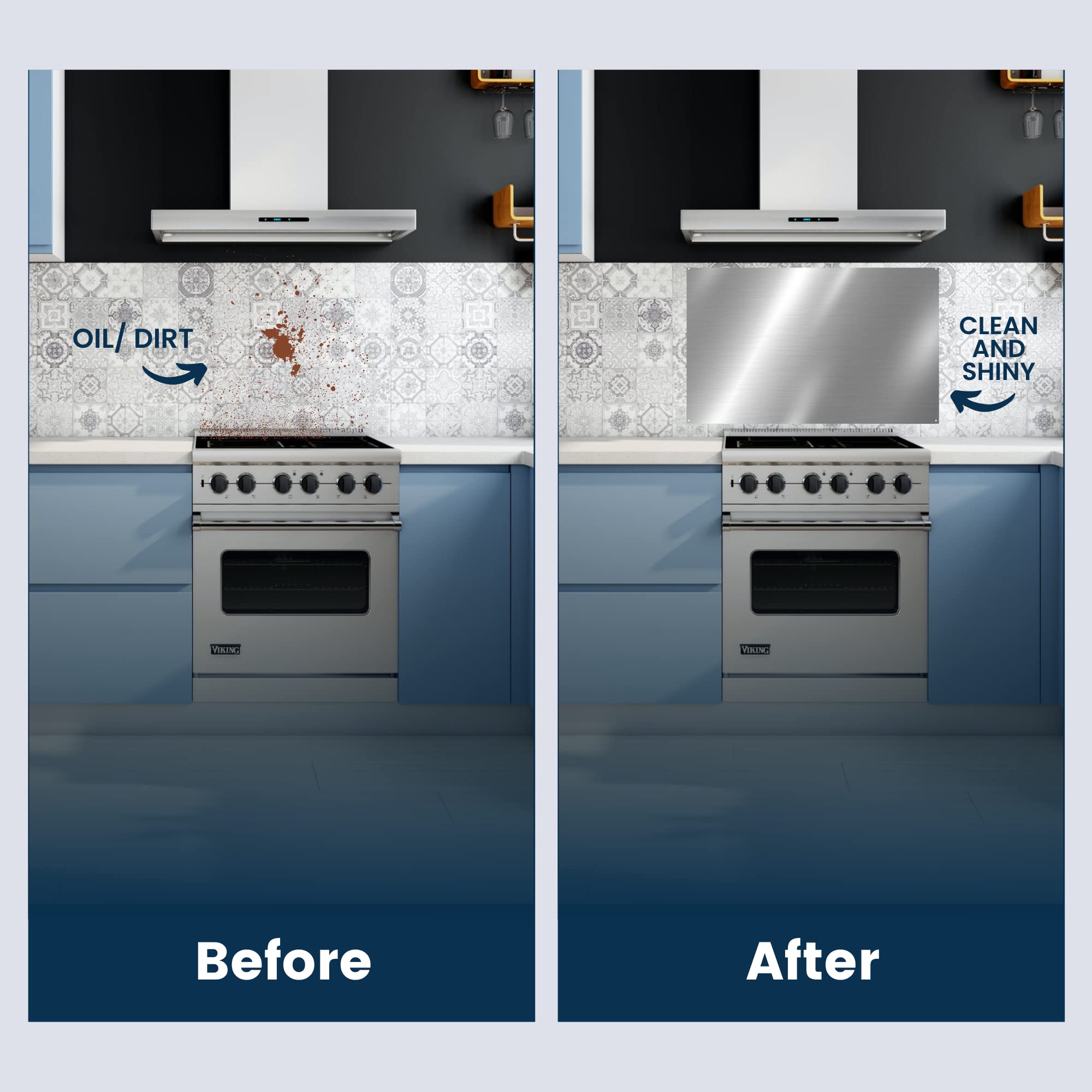 CALPALMY 30"x18" Metal Backsplash Panel for Stove – Reversible Metal Stove Backsplash Sheet with Pre-Drilled Holes, Easy-to-Clean Splatter Guard for Kitchen Walls, Includes Mounting Screws