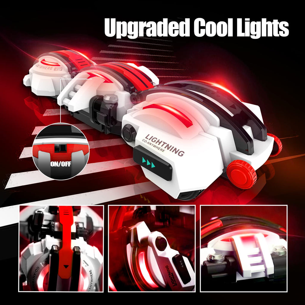 BAZADER RC Car with LED Lights - Remote Control Car Snakes 360° Roll Toy, Birthday for Kids Age 7 8 9 10 11+ Year Old, 2 Batteries 60+min, Indoor/Outdoor Toy for 6-12 yr Teen Boys