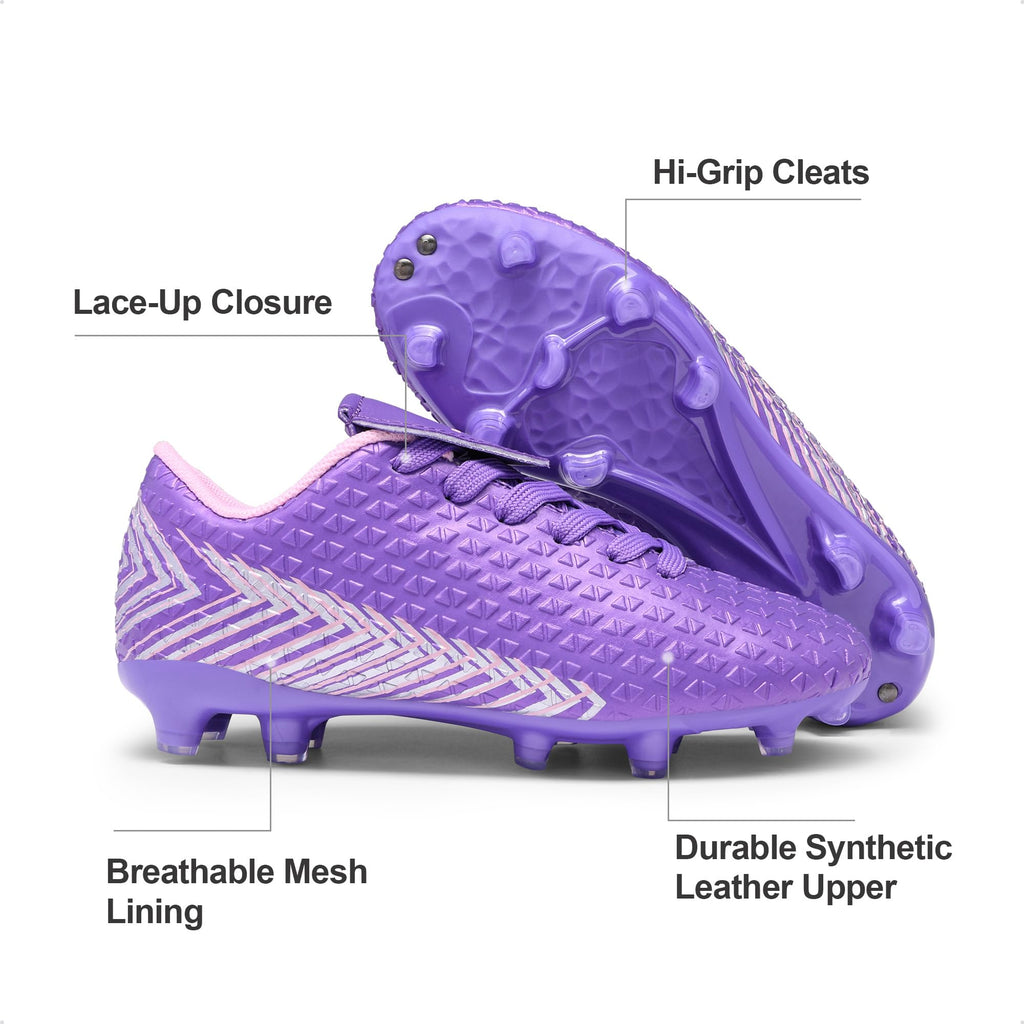 DREAM PAIRS Boys Girls Outdoor Soccer Cleats Firm Ground Football Shoes for Little/Big Kid