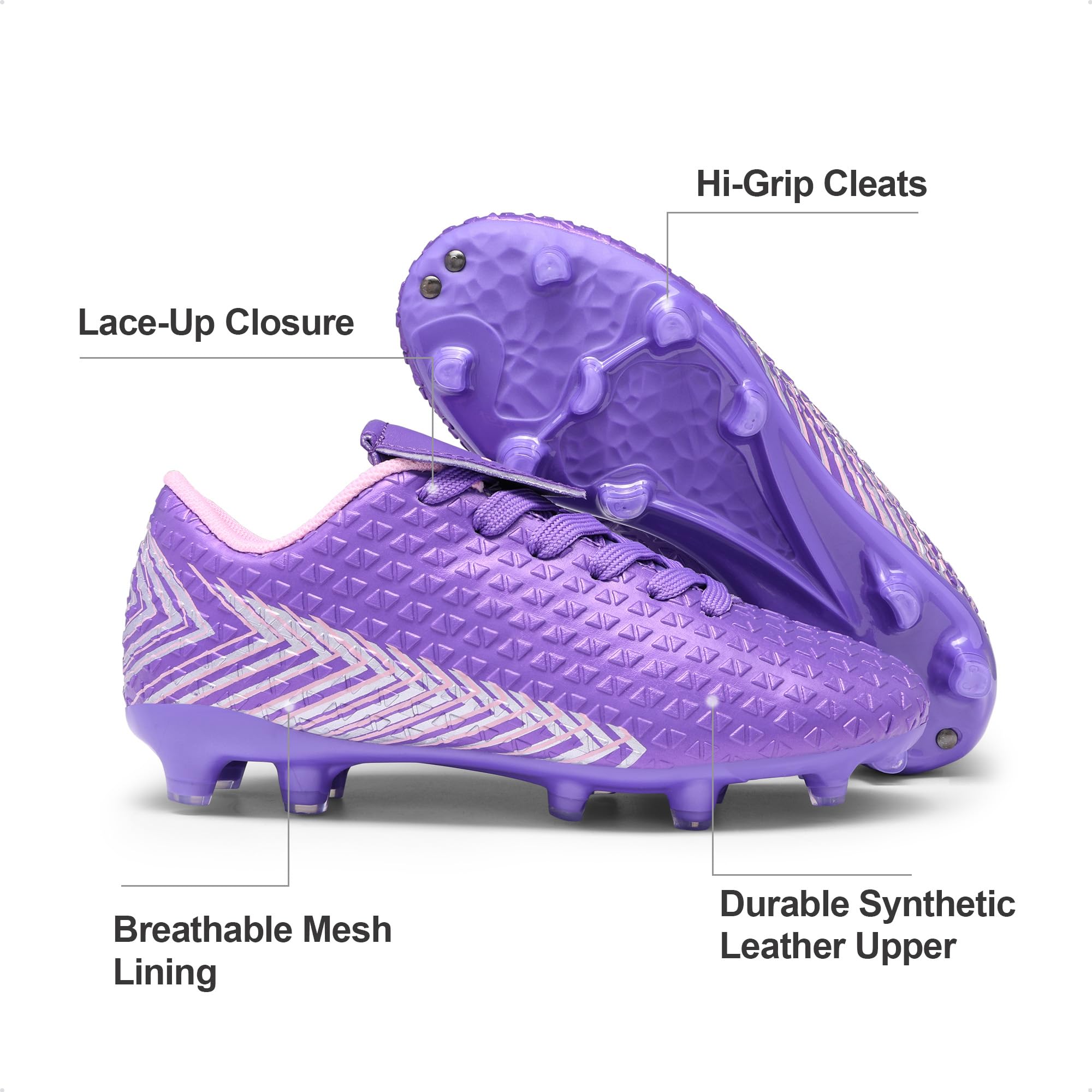DREAM PAIRS Boys Girls Outdoor Soccer Cleats Firm Ground Football Shoes for Little/Big Kid