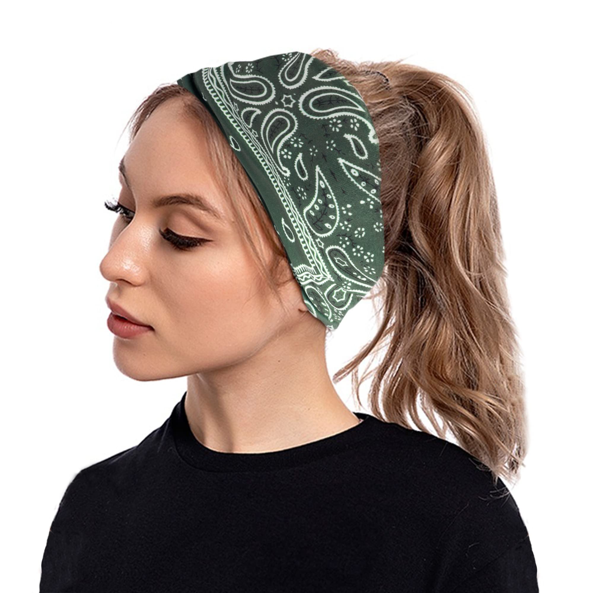 Boho Headbands For Women Fashion Stretch Wide Hair Bands Knoted Turban Head Bands Yoga Running Sweatband Elastic Headband Stylish Wrap Headbands Hair Accessories for Teen Girls 4 Pack