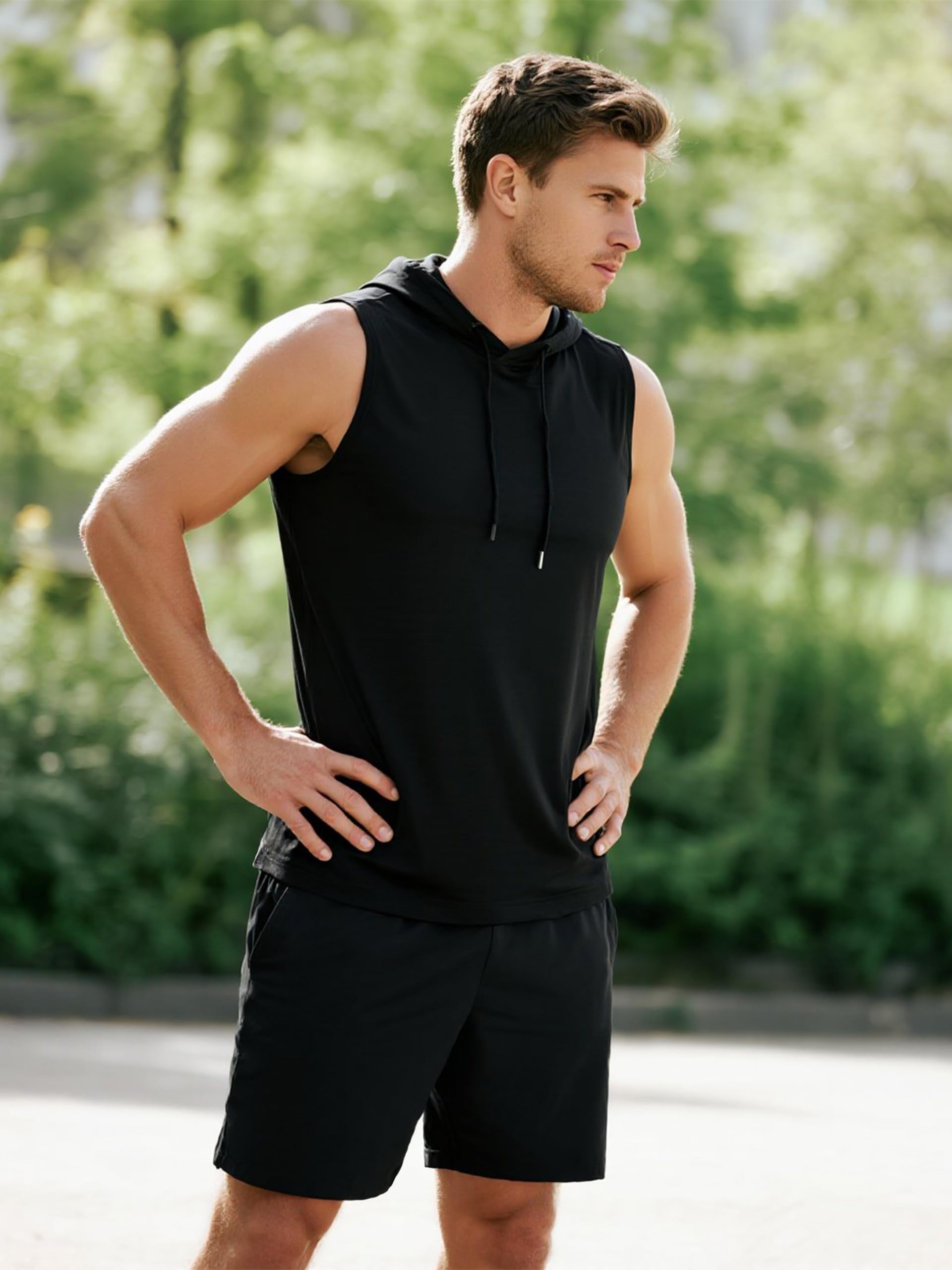 3 Pack Men's Dry Fit Moisture Wicking Tech Quick Dry Sleeveless Shirts Mesh Hoodie Active Athletic Tank Tops