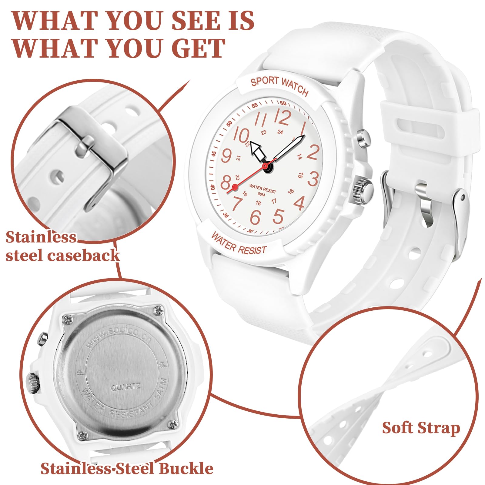 PROKING Waterproof Nurse Watch for Medical Professionals Students Women Men, Night Light, 12/24 Hour Military Time Easy to Read Dial, Second Hand Watch for Nursing Day Gifts