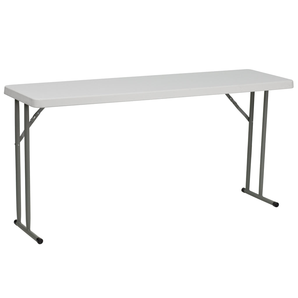 EMMA + OLIVER 5' Rectangular Plastic Folding Table, Long Plastic Foldable Table for Residential Indoor/Outdoor Events, White