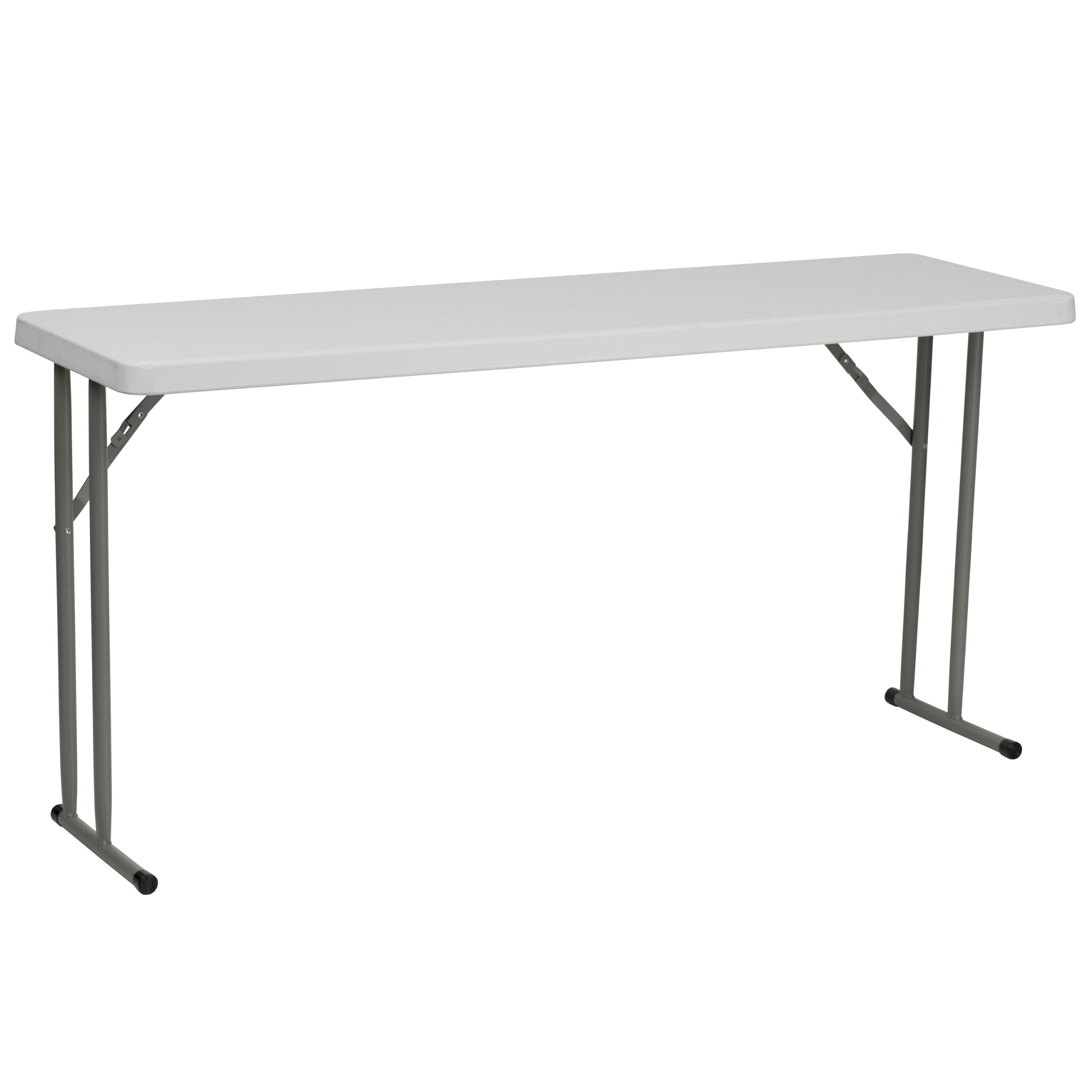 EMMA + OLIVER 5' Rectangular Plastic Folding Table, Long Plastic Foldable Table for Residential Indoor/Outdoor Events, White