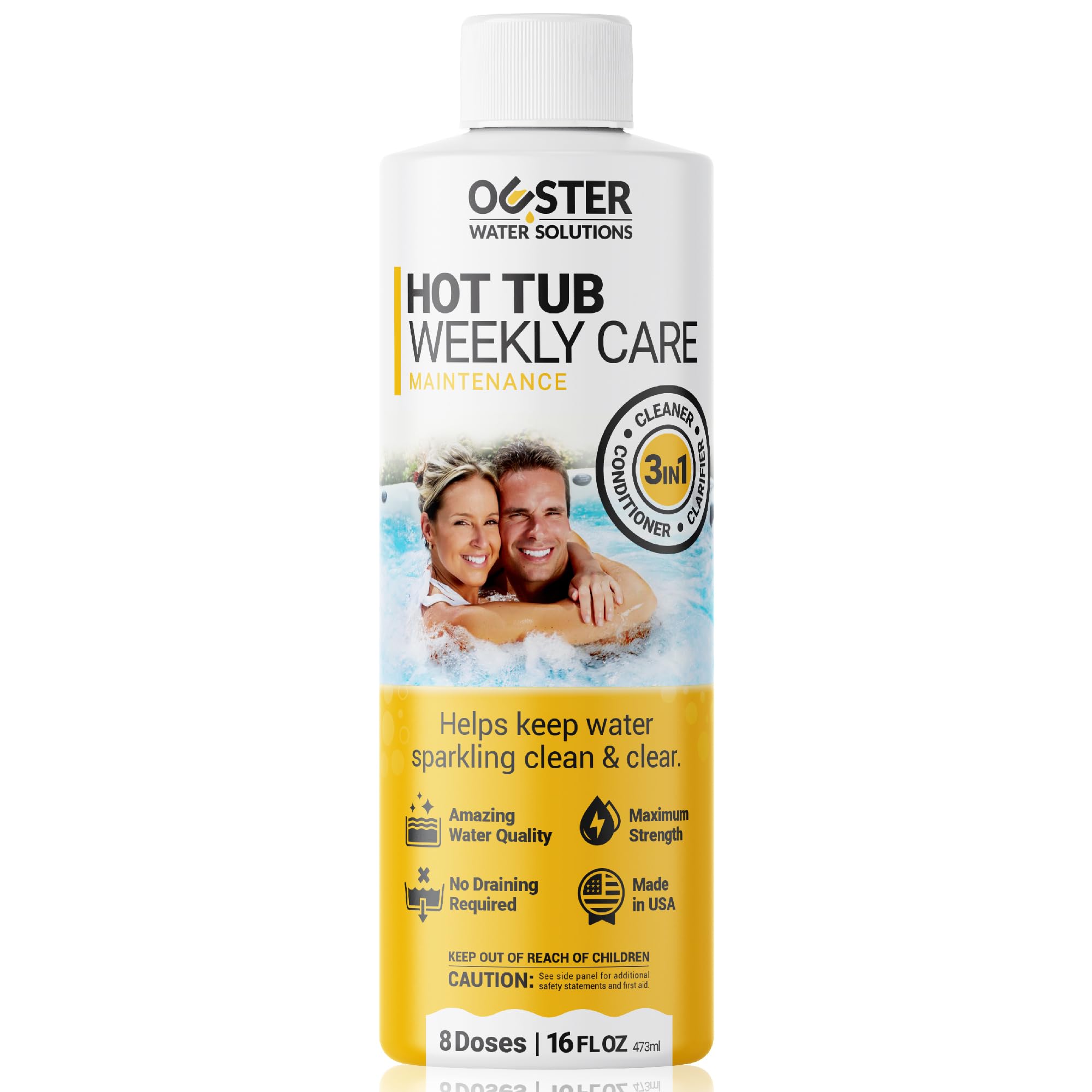 Bio Ouster 3-in-1 Weekly Hot Tub Chemicals & Spa Chemicals - Cleaner Clarifier Conditioner for Inflatable & Acrylic Spas - Chlorine Bromine Saltwater - Pre-Measured, No Draining, Made in USA (4 Week)