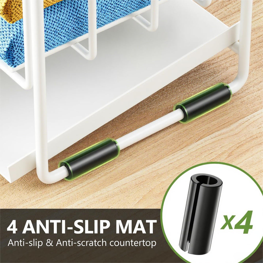 Cisily 2-Tier Kitchen Sink Caddy Organzier Rack with Dish Brush Sponge Holder | Kitchen Sink Countertop Organization Storage,Home Decor Accessories Essentials Stainless Steel