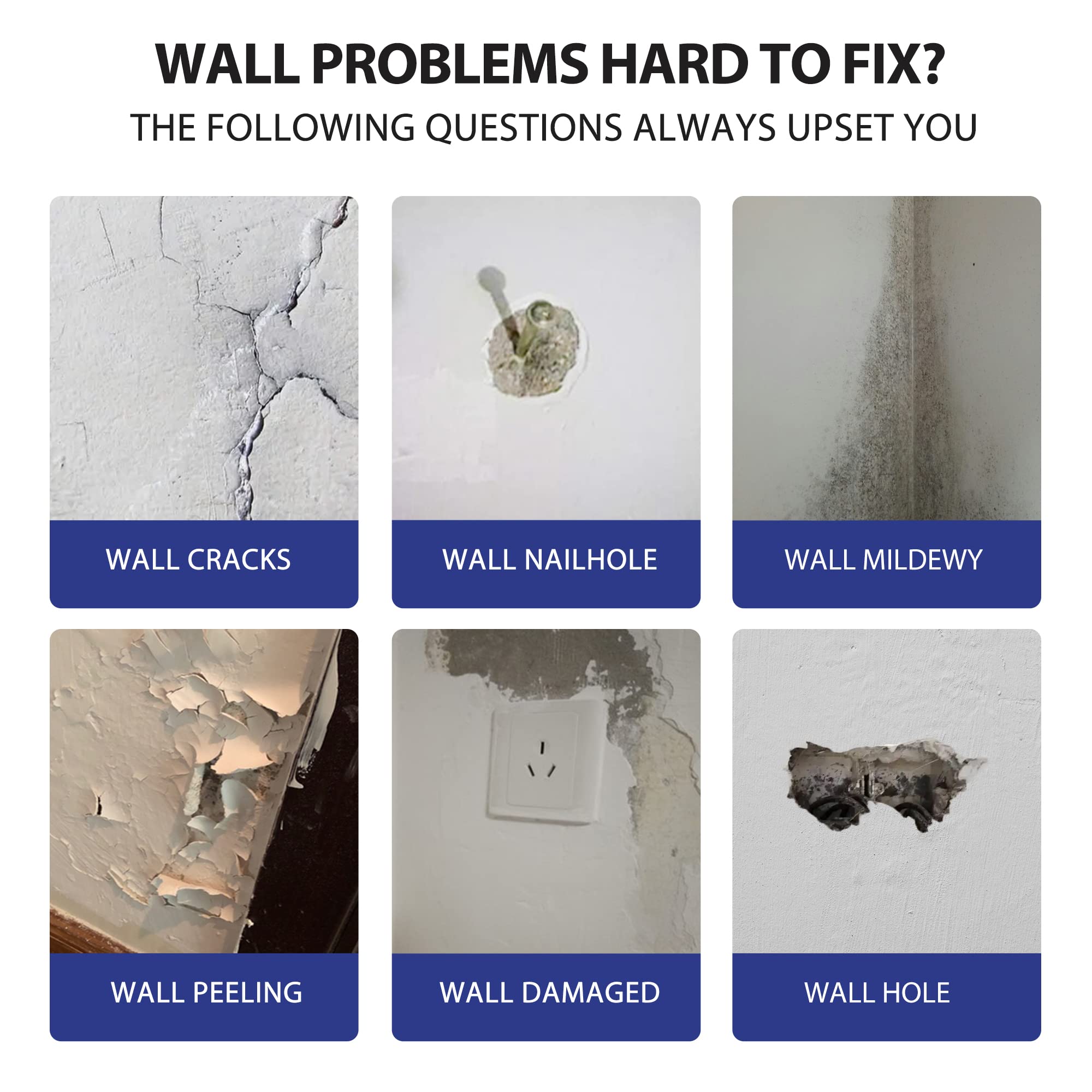 BONCART Spackle Wall Repair Kit,Drywall Repair kit,Wall Mending Agent Putty with Scraper,Plaster Wall Repair Paste for Wall Crack/Nail Hole/Graffiti,Wall Surface