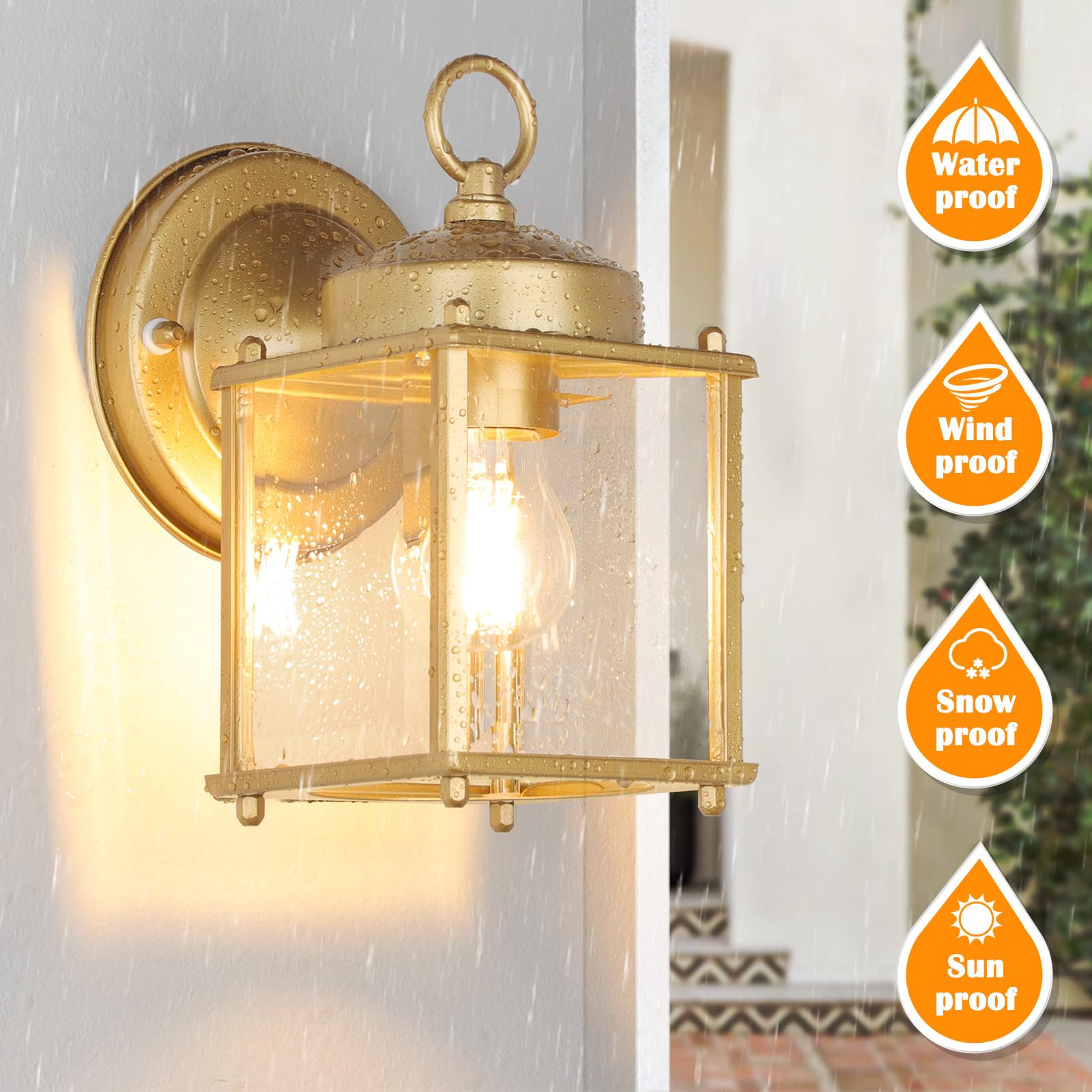 MATAMEYE Outdoor Wall Lantern, Exterior Dark Chocolate Waterproof Wall Sconce Lighting Fixture, Front Door Wall Lamp with Clear Beveled Glass, 2 Pack