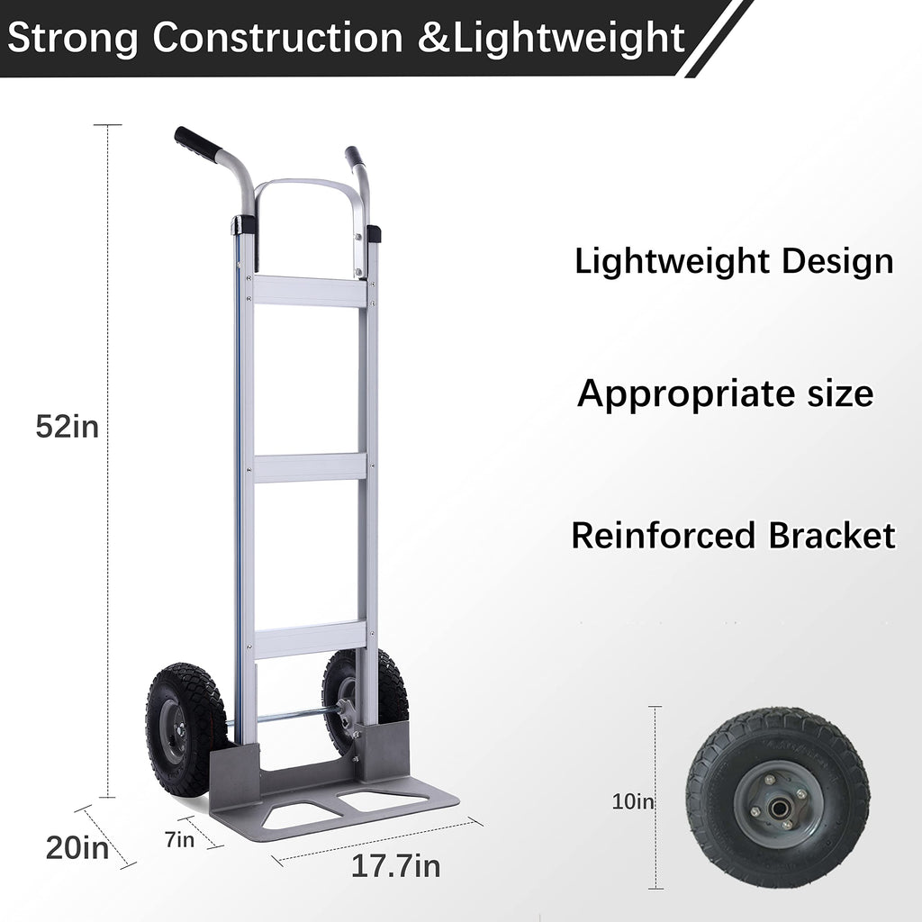 LEADALLWAY Hand Truck Aluminum Foldable Hand Cart with 6" Wheels 220 lbs Capacity