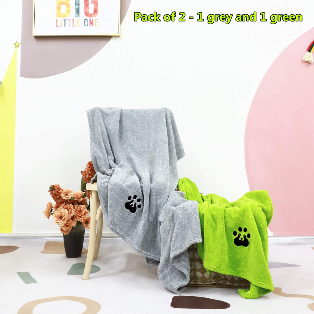 Dogvingpk Medium Dog Towel 4 Pack, Super Absorbent Soft Quick Drying Microfiber Pet Bath Towels for Medium & Small Dogs (M-36" * 28", 2Grey and 2Brown)