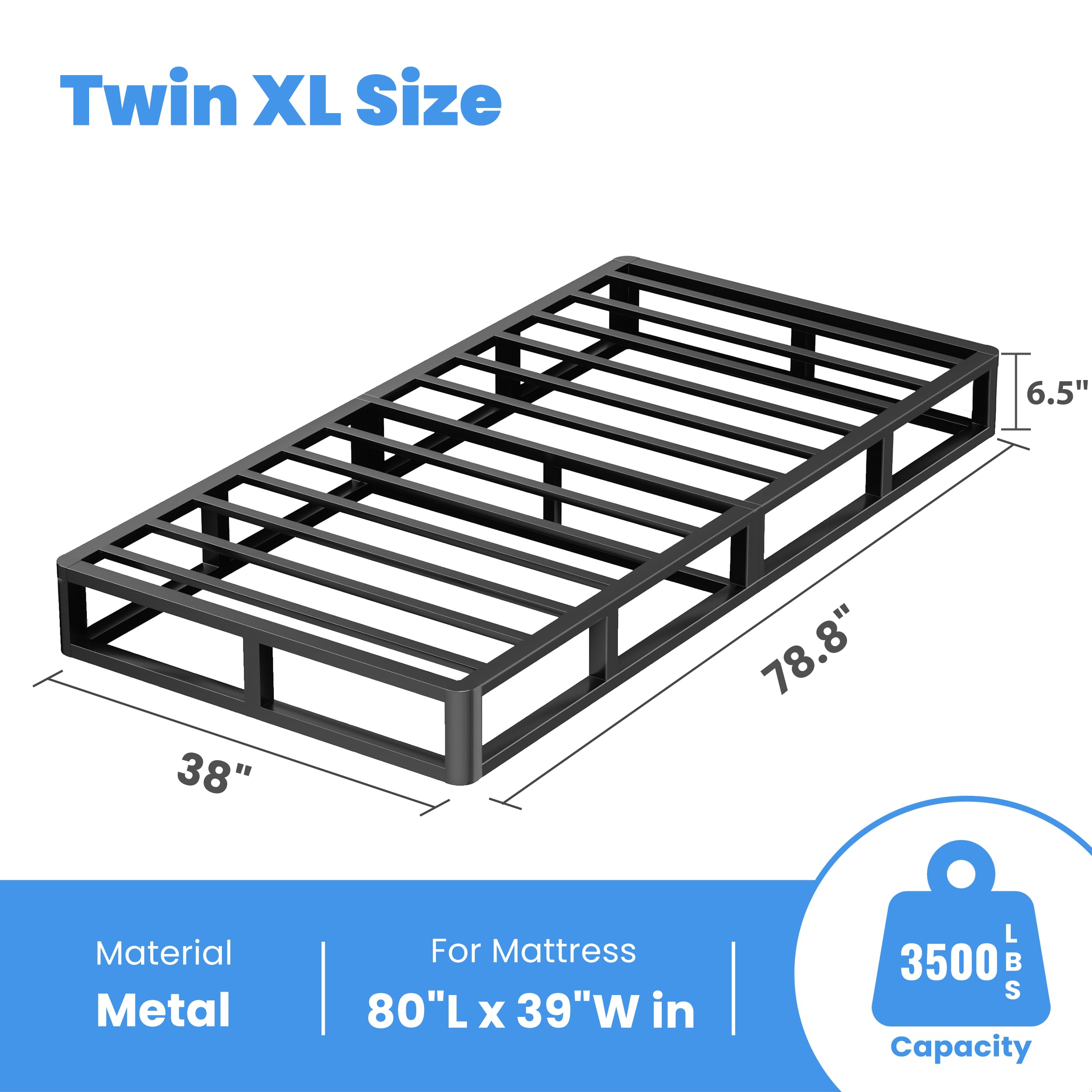 ROIL 10 Inch Twin Box Spring, Heavy Duty Metal Box Spring Mattress Foundation with Fabric Cover, 3500lbs Max Weight Capacity, Easy Assembly, Noise Free, Non-Slip