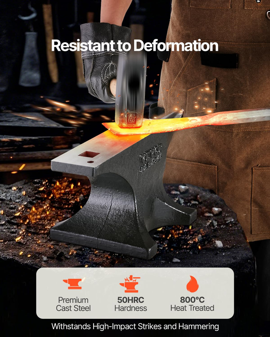 VEVOR Single Horn Anvil, 9 Lbs Cast Steel Anvil, High Hardness Rugged Round Horn Anvil Blacksmith, Compact Design and Stable Base, Forge Tools and Equipment, Metalsmith Tool for Bending and Shaping