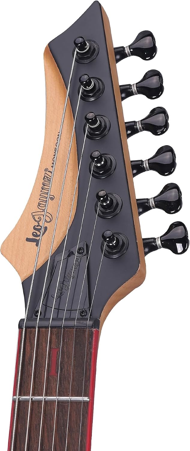 Leo Jaymz Tempest 6-String Electric Guitar, Reverse Headstock, Mahogany Body,Alnico V Pickups, Roasted Maple Neck, Rosewood Fretboard, Locking Tuners, 2-Point Tremolo Bridge (Tempest Matte Black)