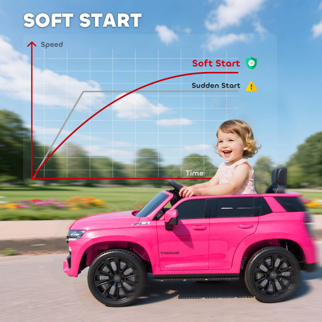 Aosom Licensed Chevrolet Tahoe Ride On Car, 12V 7AH Battery Power Ride On Toy with Parent Remote Control, LED Lights, Music, 4 Wheeler Suspension, 3 Speeds, Kids Electric Vehicle for Aged 3+, Pink