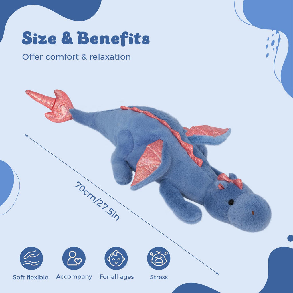 YOUBLEK 27.5 in 2Lb Weighted Stuffed Animals,Cute Plush Dragon,Weighted Stuff Dinosaur Toy for Kids Adult Gift or Decoration