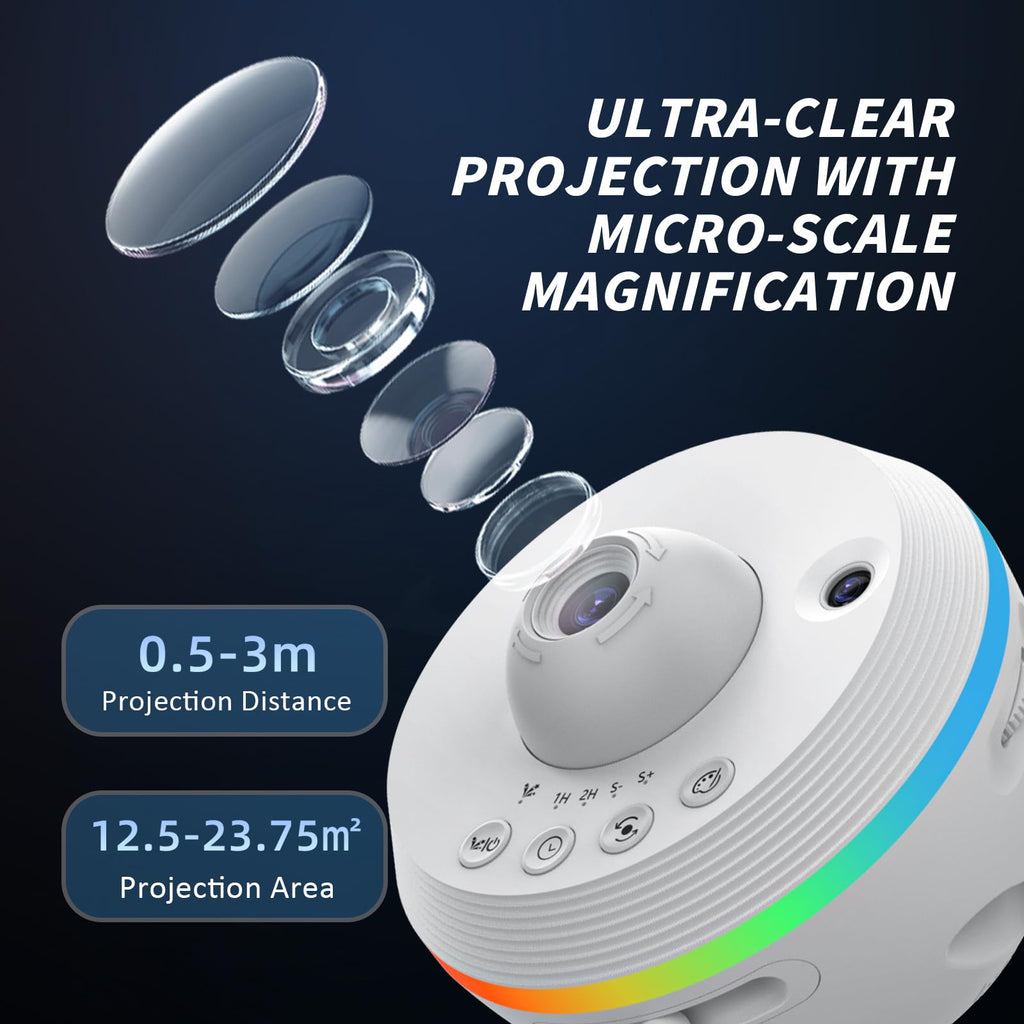 Galaxy Projector, Star Projector Home Planetarium with 1 Glass Projection Disc, 180° Rotatable Starry Sky Night Light with Meteor Effects & Light Strip for Bedroom, Kids & Adults Gift