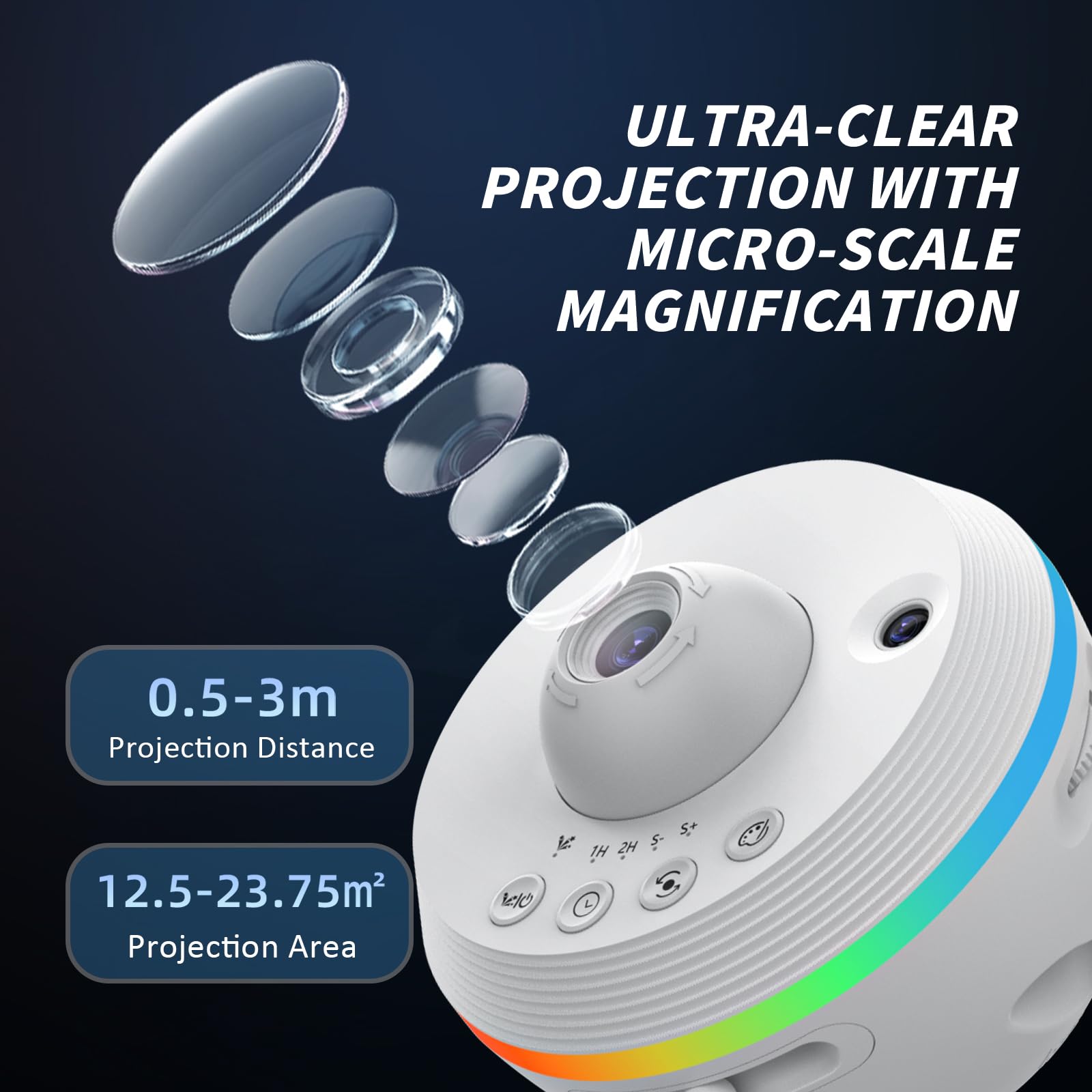 Galaxy Projector, Star Projector Home Planetarium with 1 Glass Projection Disc, 180° Rotatable Starry Sky Night Light with Meteor Effects & Light Strip for Bedroom, Kids & Adults Gift