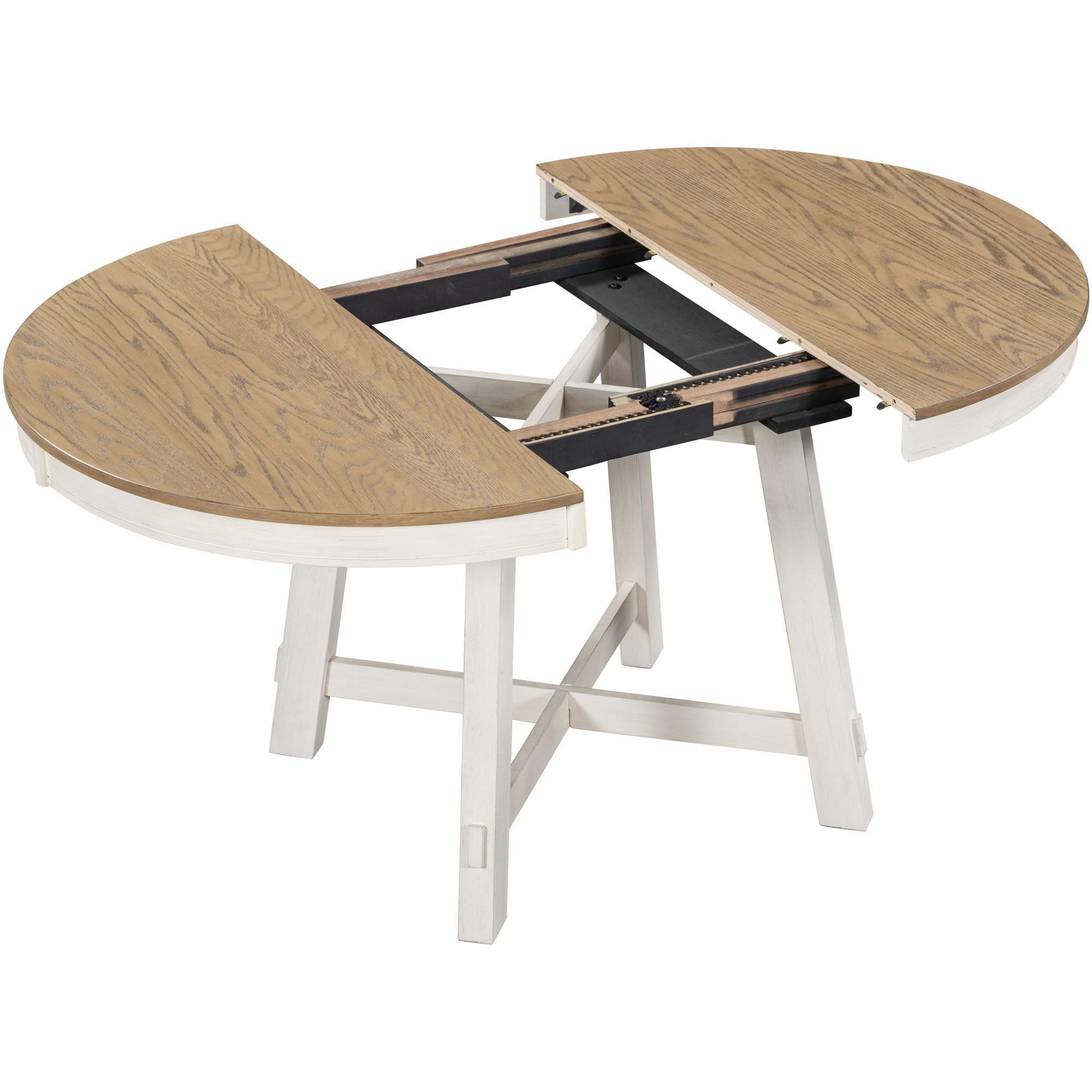 LUMISOL Round Dining Table for 4-6 People, 41"-57" Extendable Kitchen Table with 16" Removable Leaf for Small Places, Kitchen, Dining Room, Espresso