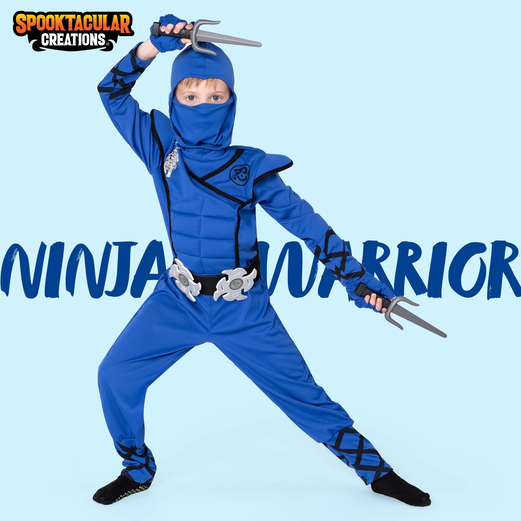 Spooktacular Creations Halloween Ninja Costume, Ninja Outfit Set for Kids, Halloween Costumes for Boys Dress Up Party