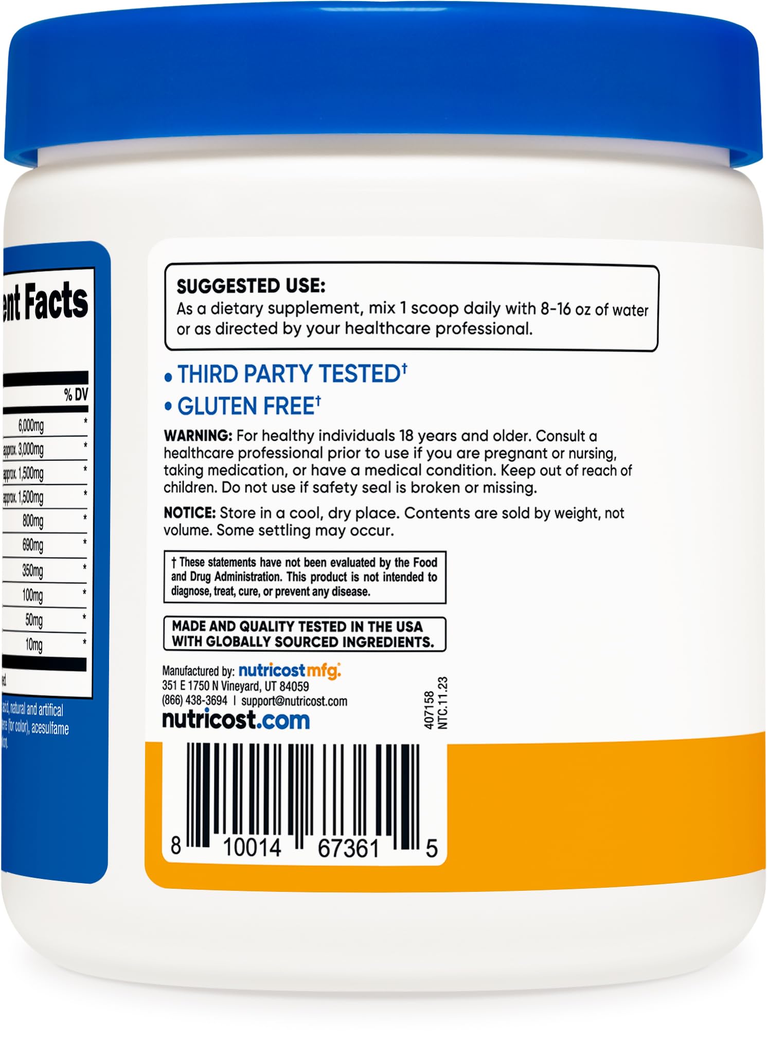 Nutricost EAA Powder 30 Servings (Blue Raspberry) - Essential Amino Acids - Non-GMO, Gluten Free, Vegetarian Friendly