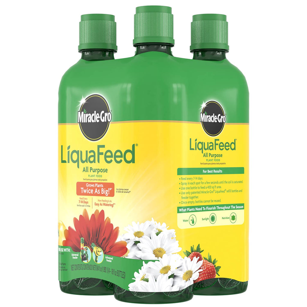 Miracle-Gro LiquaFeed All Purpose Plant Food Refills, Plant Fertilizer, 16 fl. oz., 4 Bottles/Pack (6-Pack)