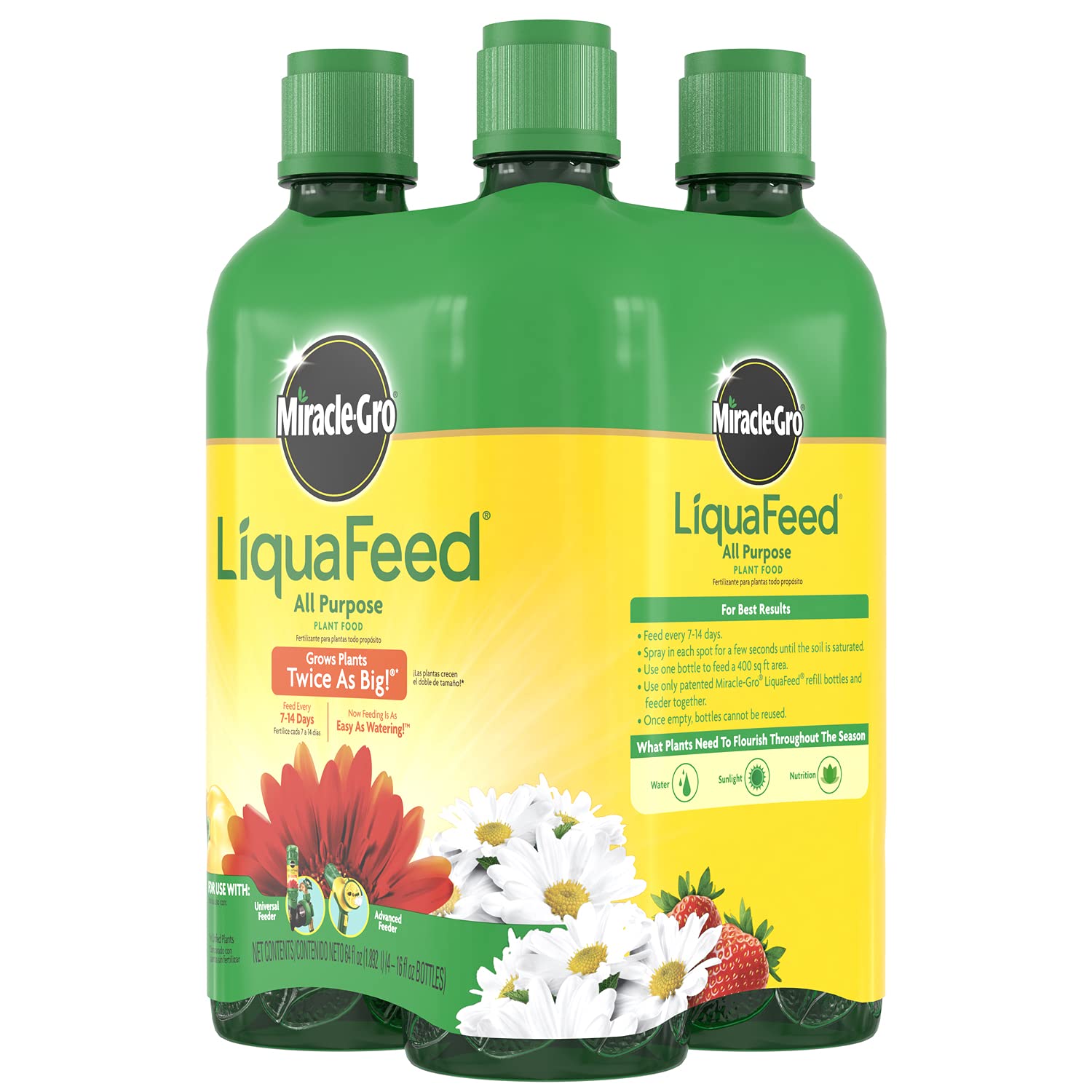 Miracle-Gro LiquaFeed All Purpose Plant Food Refills, Plant Fertilizer, 16 fl. oz., 4 Bottles/Pack (6-Pack)