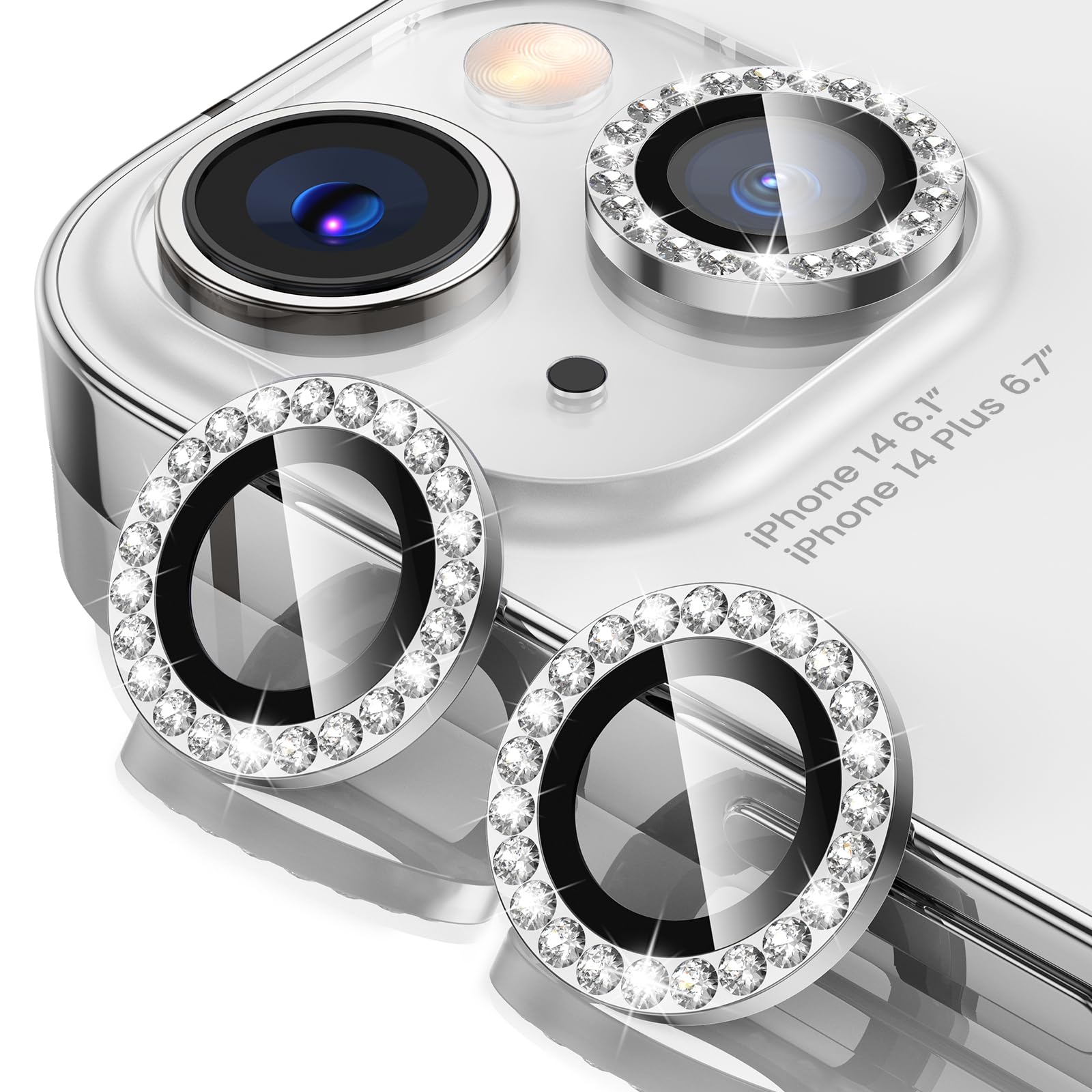 Tensea for iPhone 13 mini/iPhone 13 Camera Lens Protector, 9H Tempered Glass Camera Cover Screen Protector Metal Individual Ring for iPhone 13mini 5.4 inch /13 6.1 inch