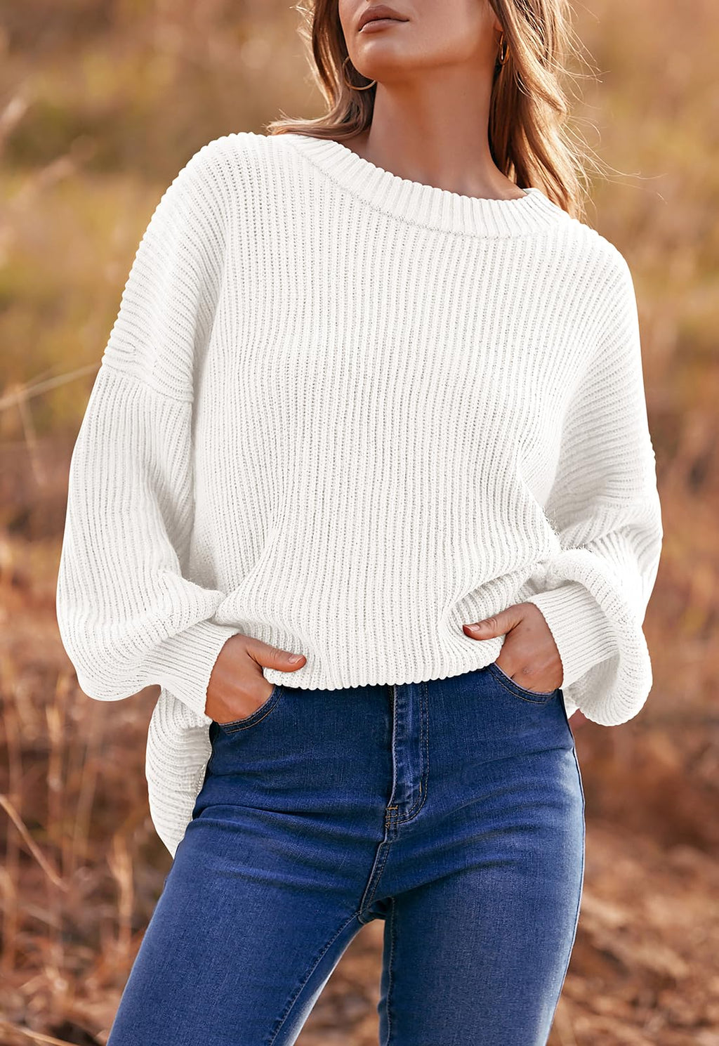 PRETTYGARDEN Womens Sweaters Spring 2026 Oversized Chunky Knitted Pullover Sweater Casual Long Sleeve Crewneck Cute Sweaters
