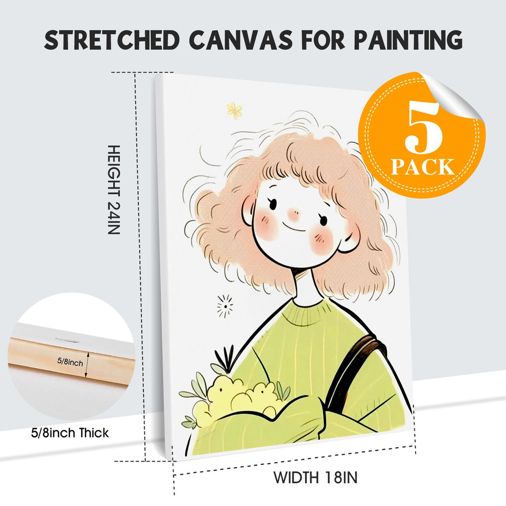 ESRICH Stretched Canvas for Painting 5x7, 48 Pack Small Canvases for Painting 5/8" Profile Primed Acid-Free Blank Painting Canvas for Kids & Artists for Decorations, Painting Parties.