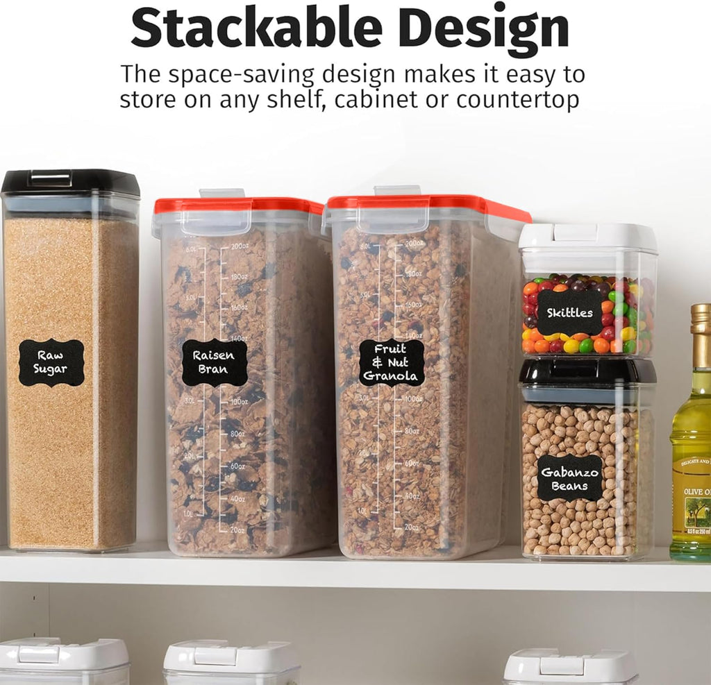Shazo 2 Pack (6.3L / 213OZ) EXTRA Large Airtight Food Storage Cereal Containers for Bulk Food Storage BPA-Free Plastic Container, Pantry Organization and Canister for Rice, Pasta, Sugar & Flour