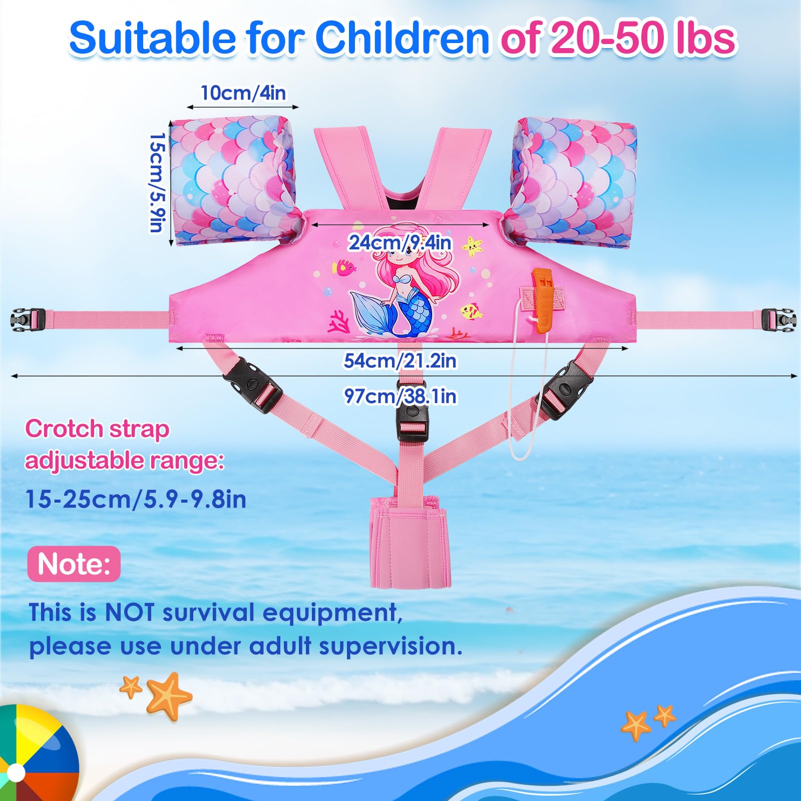 Moko Swim Arm Band for Kids 20-30-50 lbs, Cute Cartoon Toddler Swim Vest, Swimming Water Wings Pool Floaties Sleeve for Children Learn to Swim