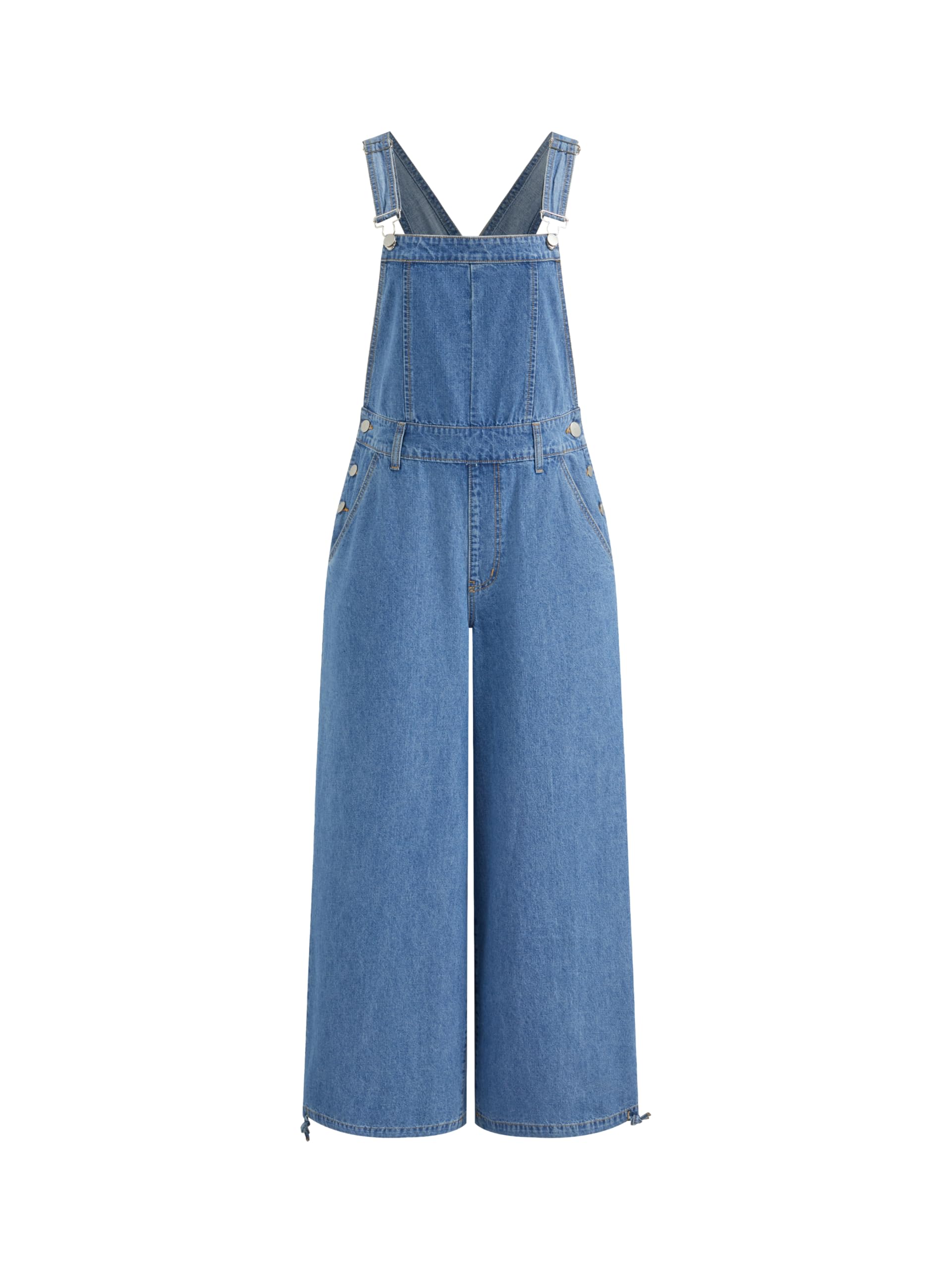 CIDER Overalls for Women Leopard Pocket Buckle Up Wide Leg Jumpsuit