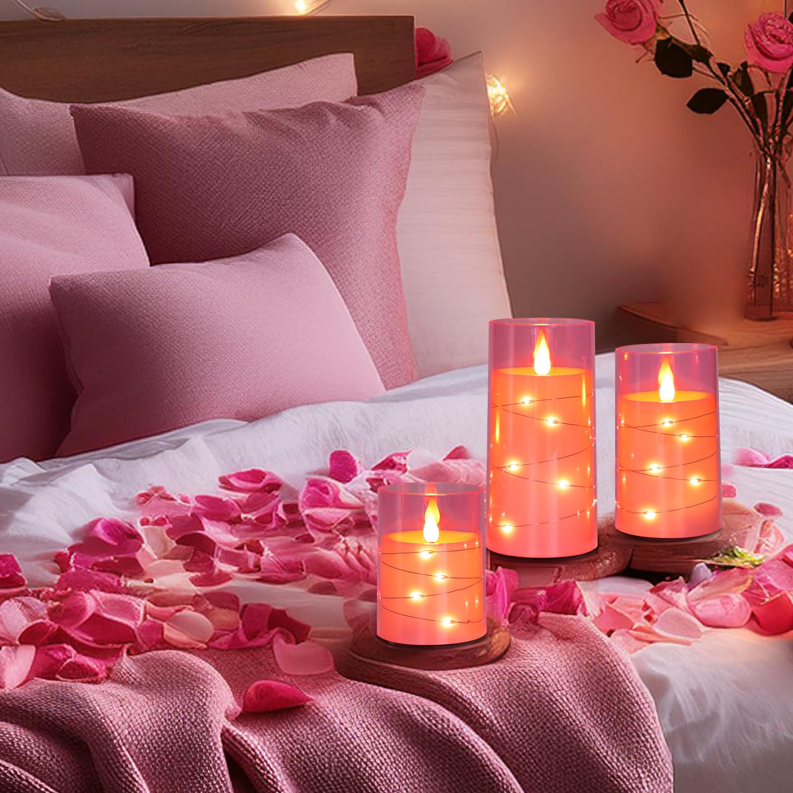Aignis 12-Pack Waterproof Flameless Candles, 2.2" Slim Plastic Battery Operated LED Pillar Candles with 2 Remotes & Timers, Melt-Proof Fake Electric Candles for Outdoor Patio, Wedding, Home Decor