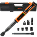 Digital Torque Wrench, 1/2 Drive Electronic Torque Screwdriver with Preset Value(3.76-250.8 Ft.lbs./5.1-340Nm), Buzzer and LED Flash Five Units of Measure Torque Wrench for Motorcycle, Auto Repair